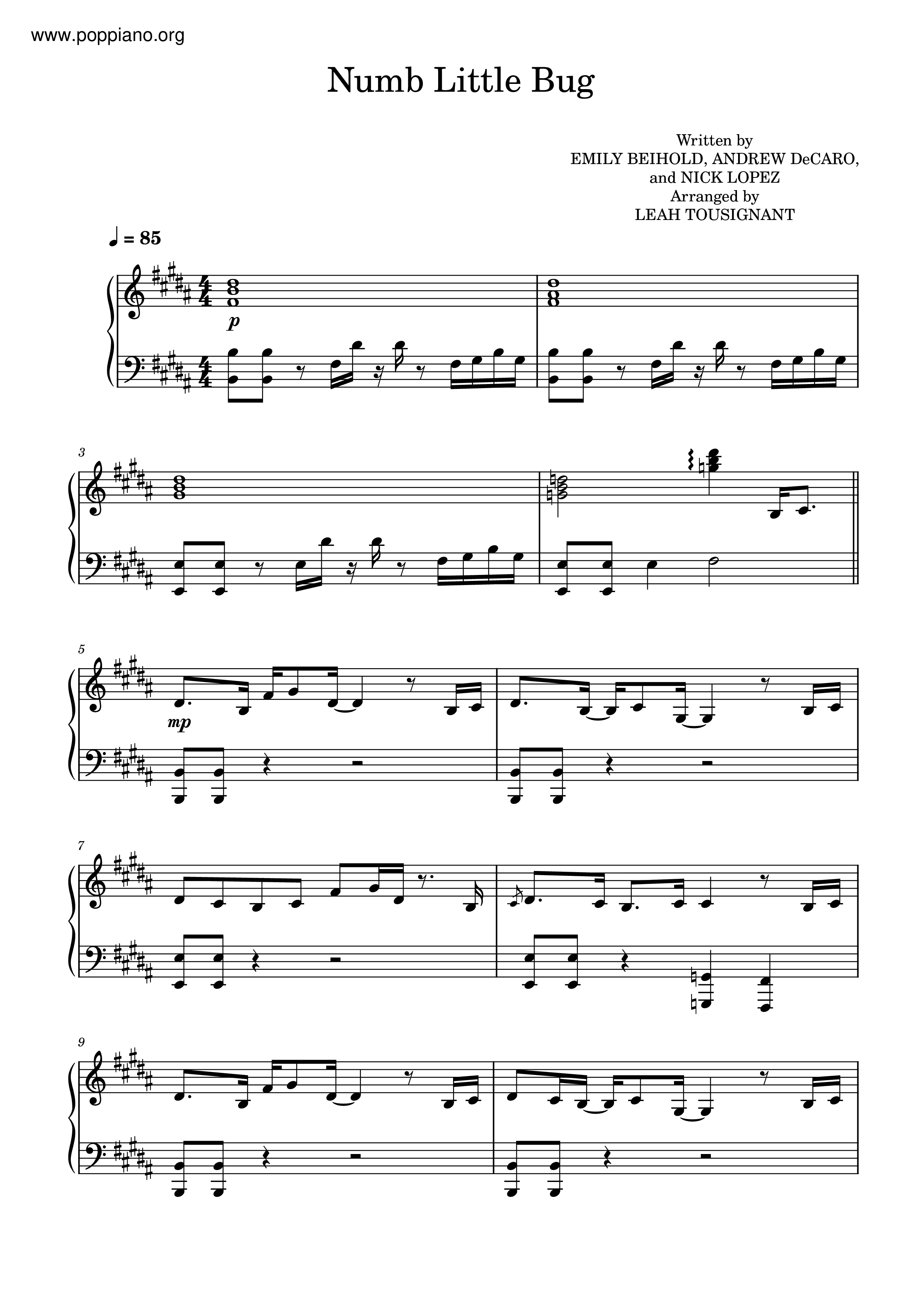 Numb Little Bug琴譜