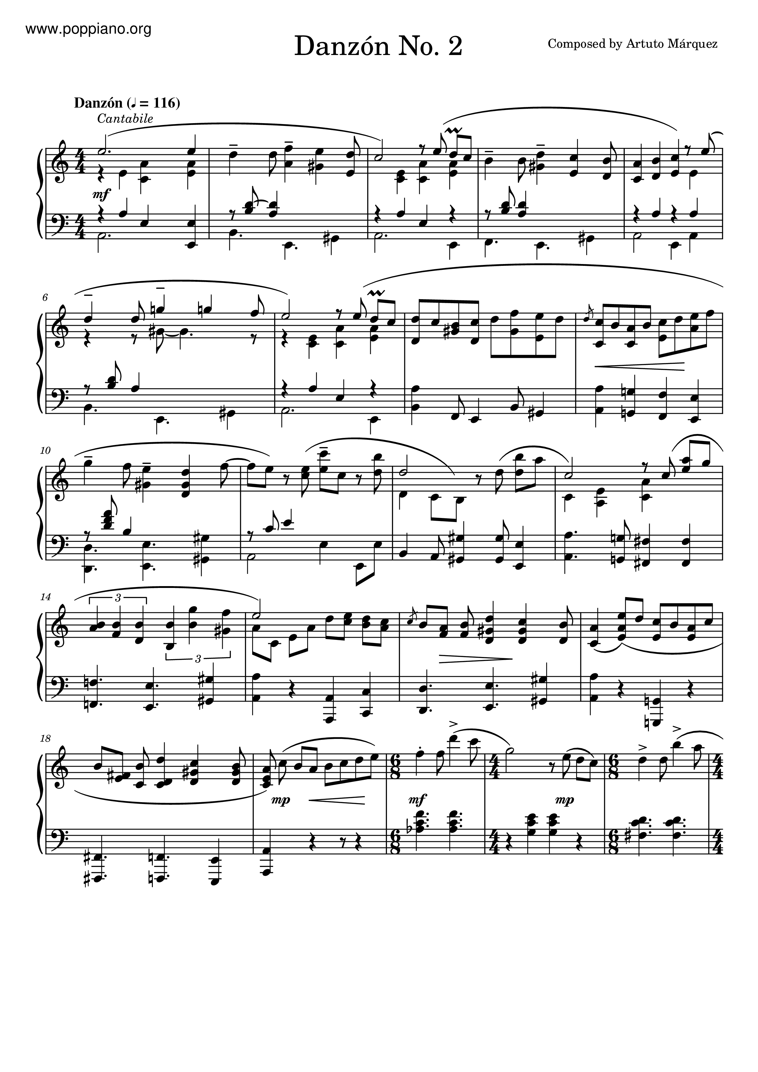 Danzón No.2ピアノ譜