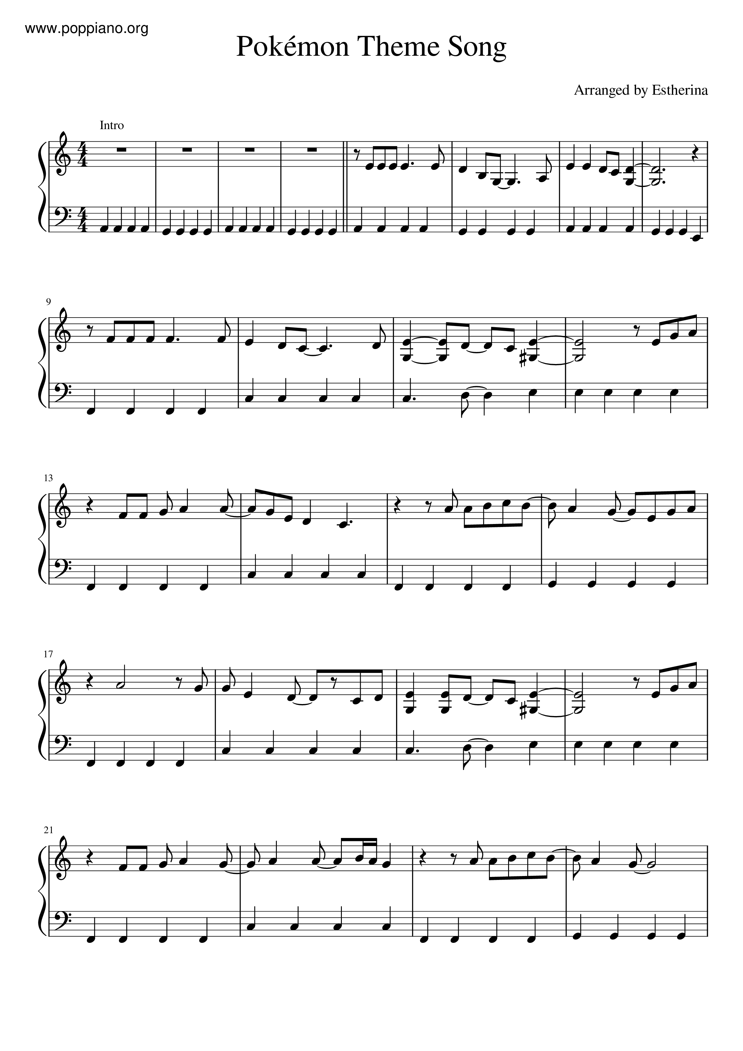 Pokemon Theme Songピアノ譜