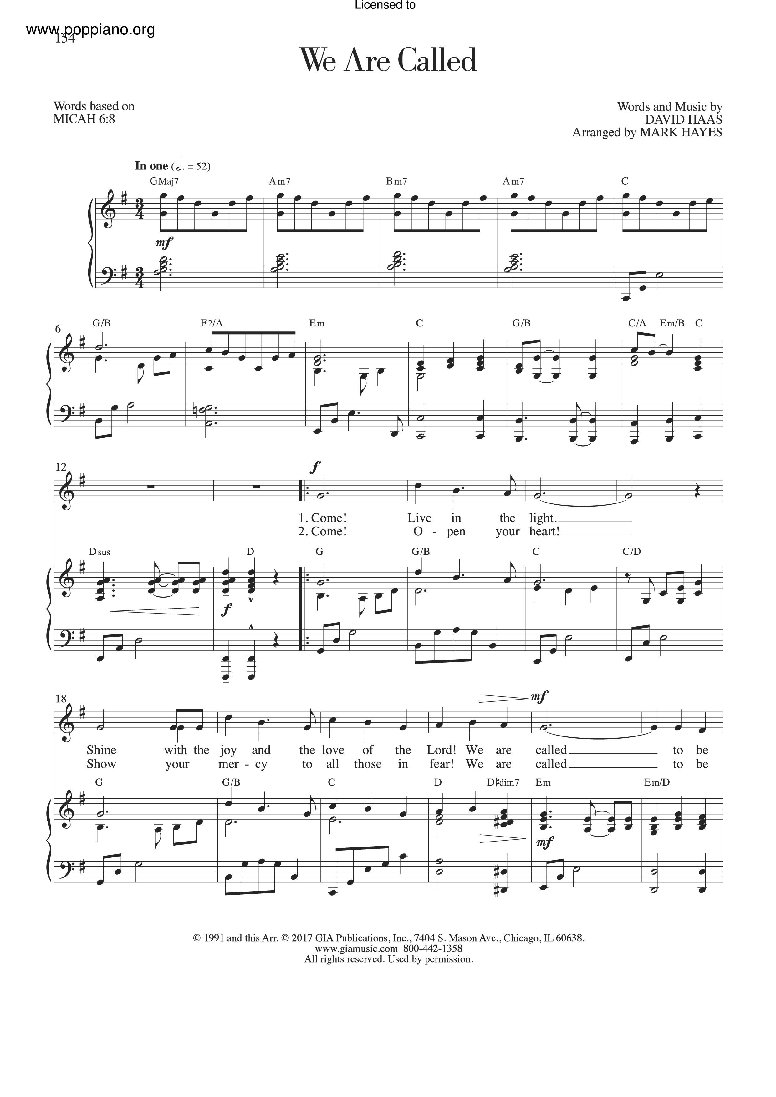 We Are Called Score