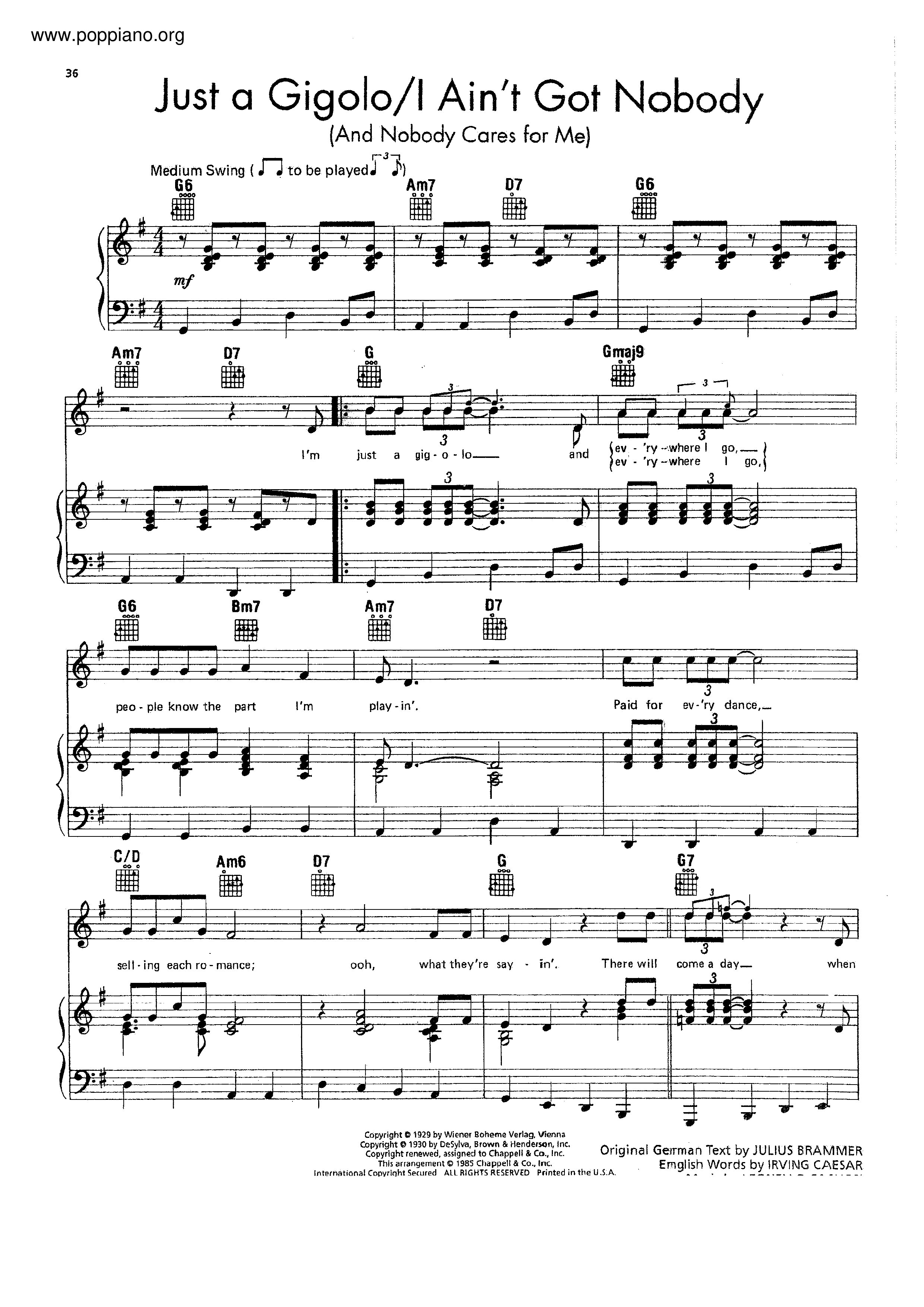 Just A Gigolo琴谱