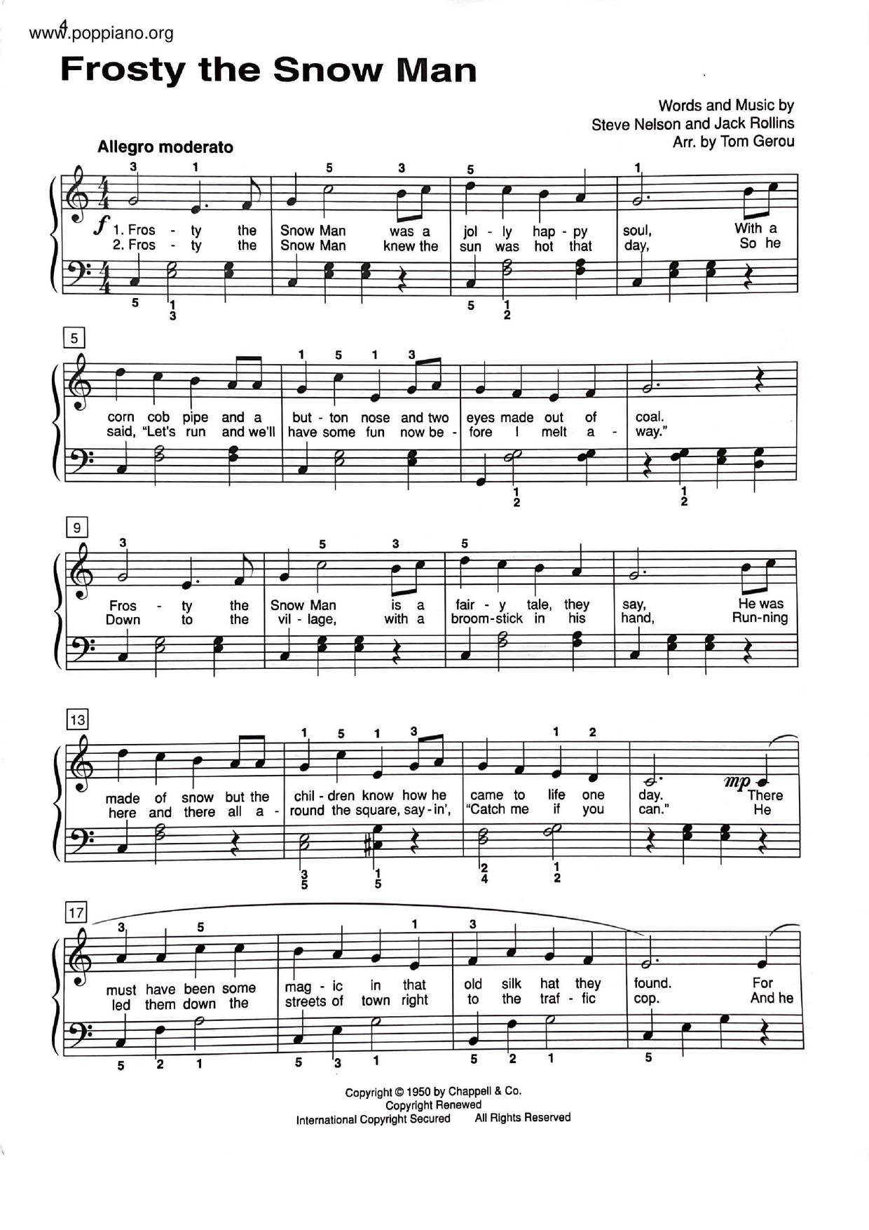 ☆ Frosty The Snowman | Sheet Music | Piano Score Free PDF Download | HK Pop Piano Academy