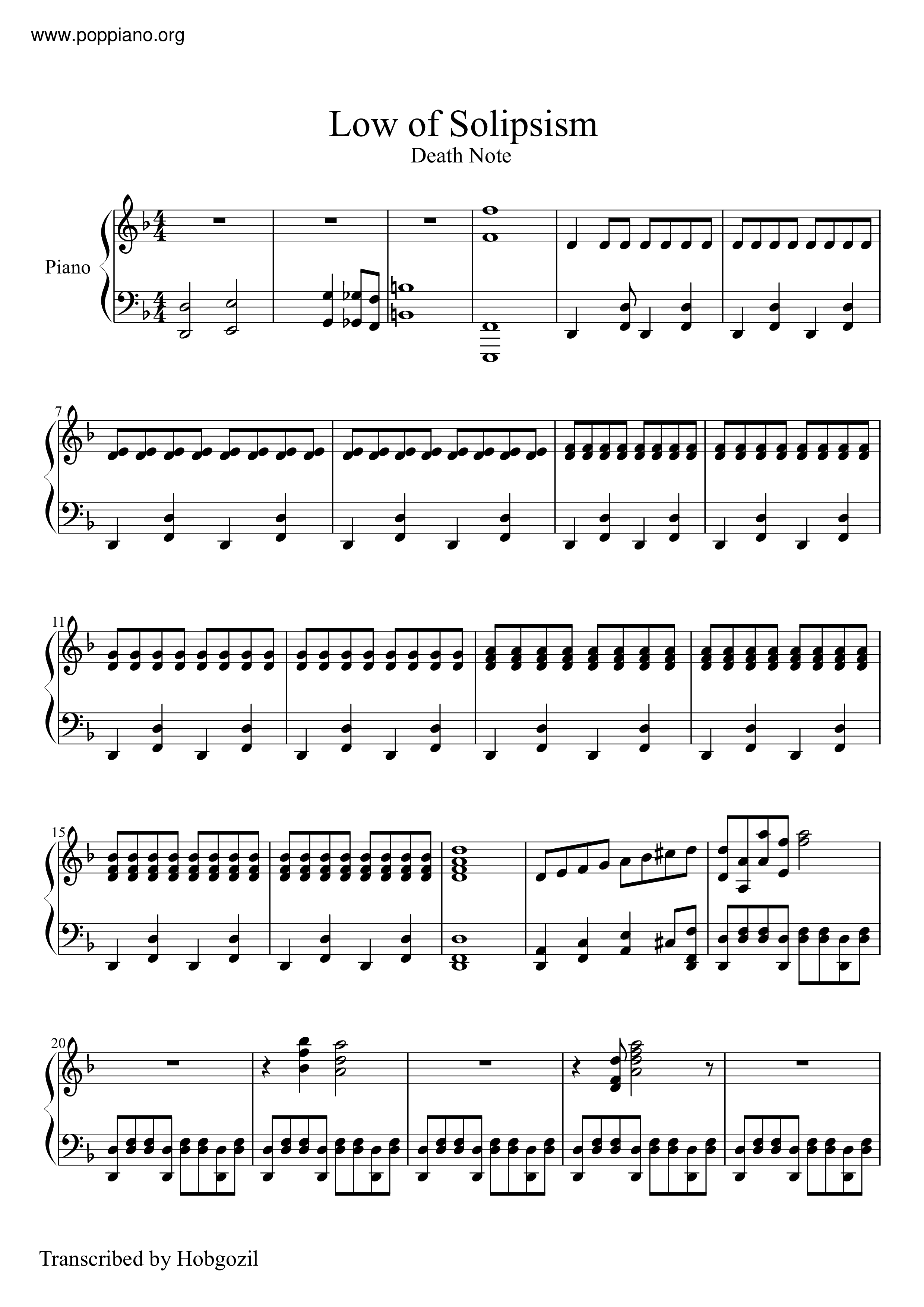 Death Note - Low Of Solipsism Score