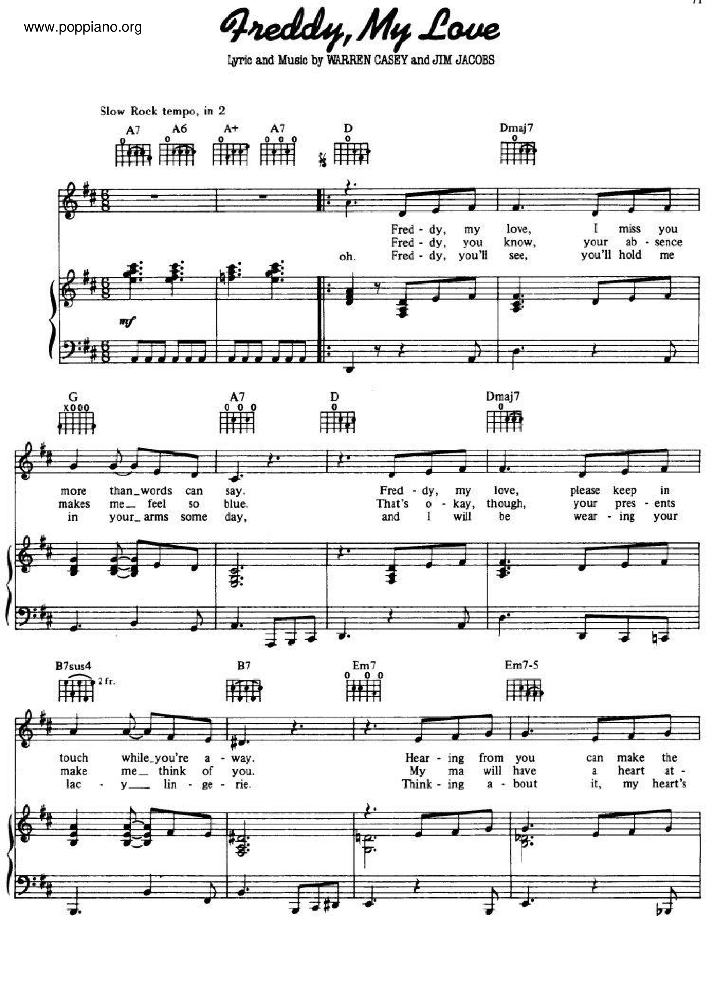 Freddy, My Love - From Grease Score