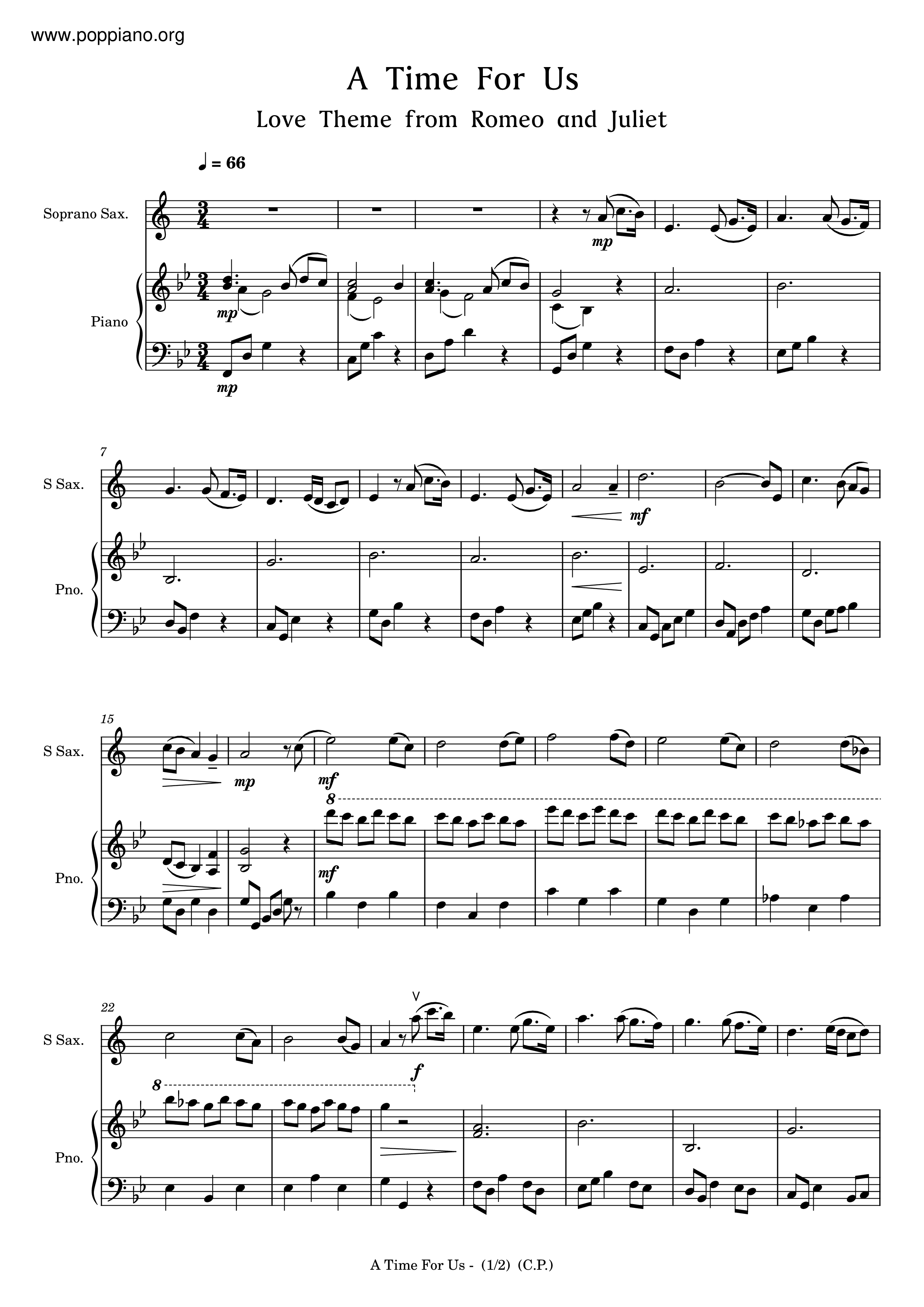 Romeo And Juliet - A Time For Us Score