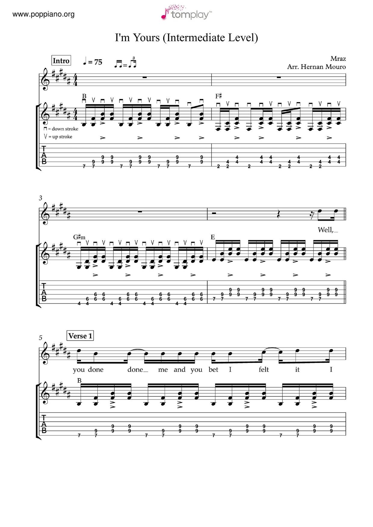 I'm Yours by Jason Mraz - Guitar Chords/Lyrics - Guitar Instructor