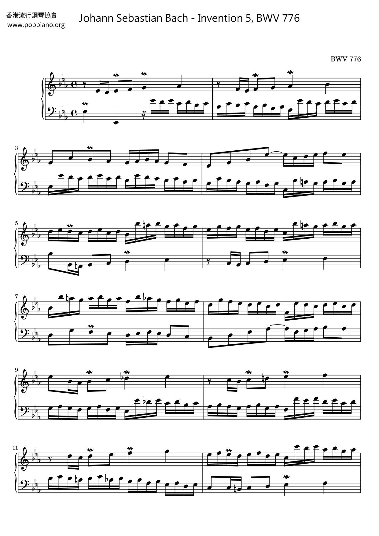 Invention 5, BWV 776 Score