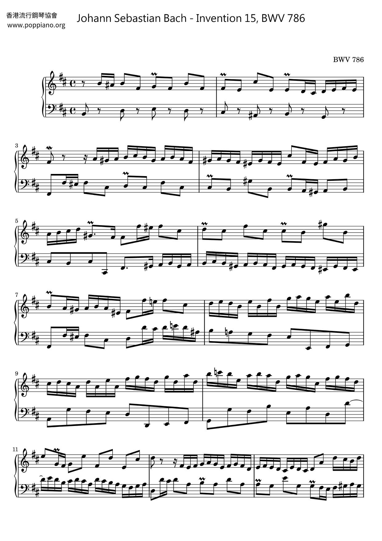 Invention 15, BWV 786 Score
