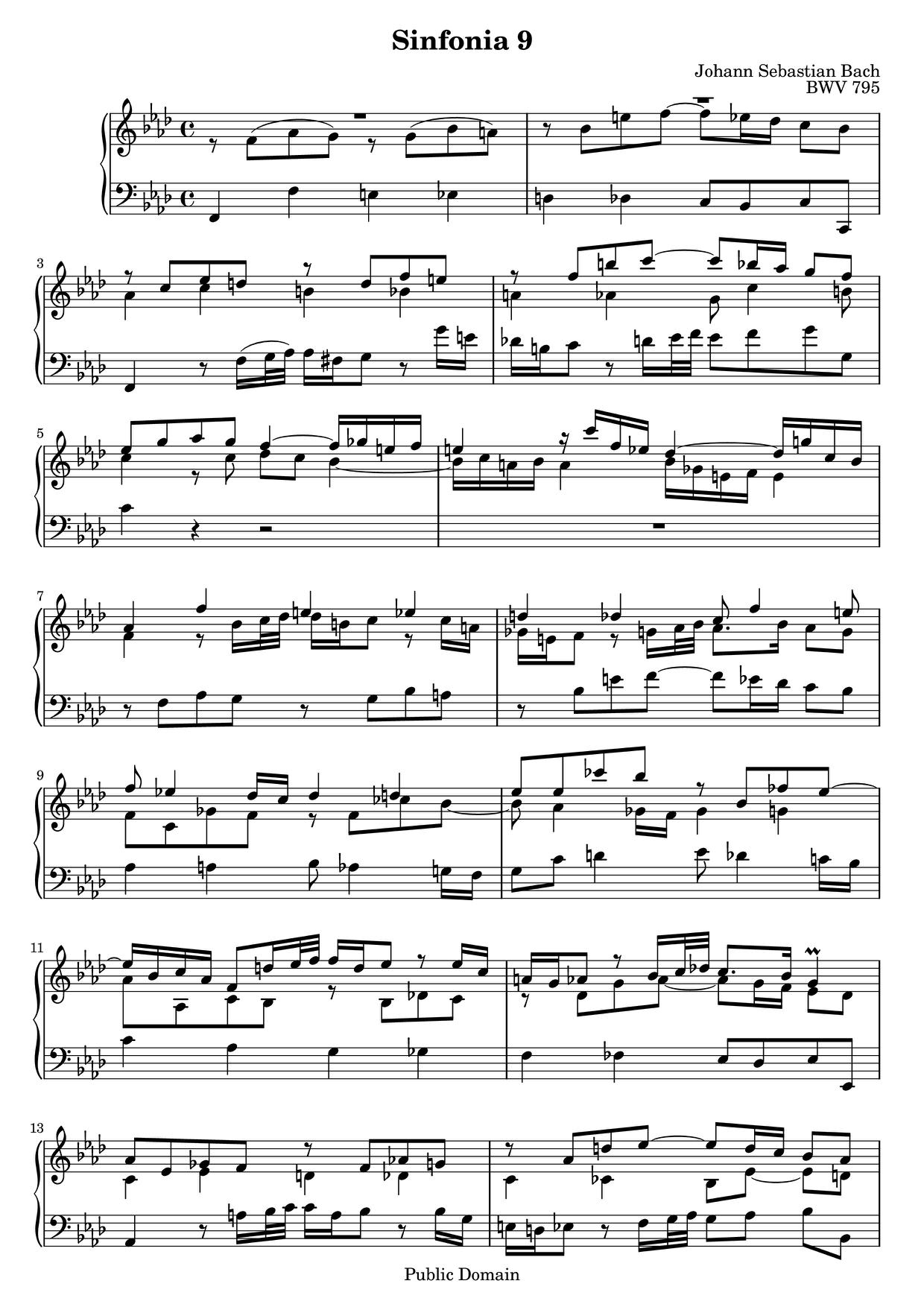 Sinfonia 9, BWV 795琴譜