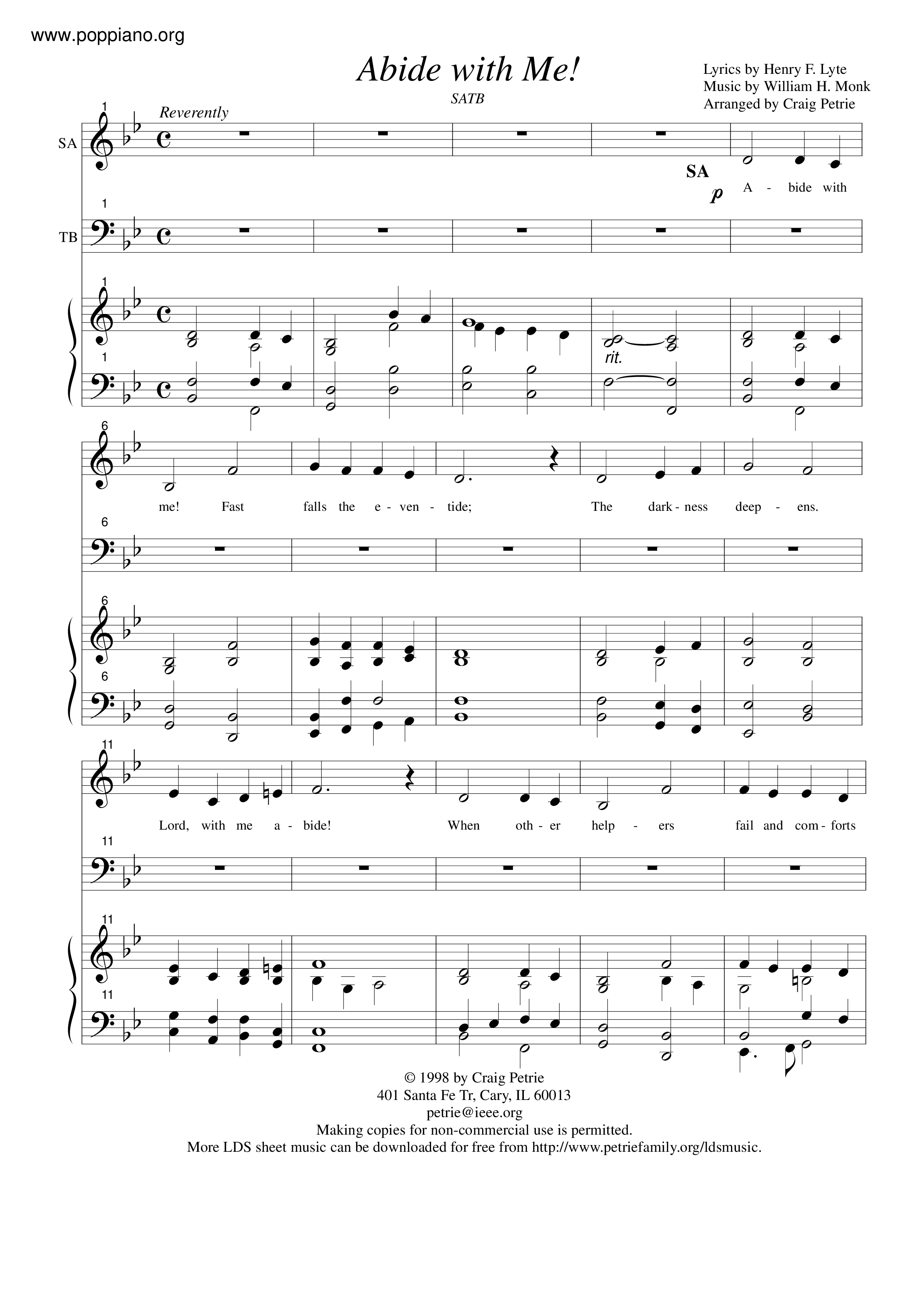 Abide With Me! Score