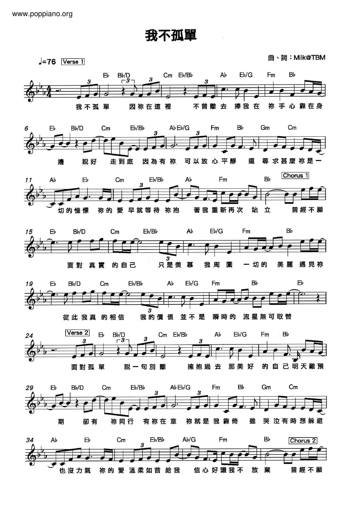 I'm Not Alone Score
