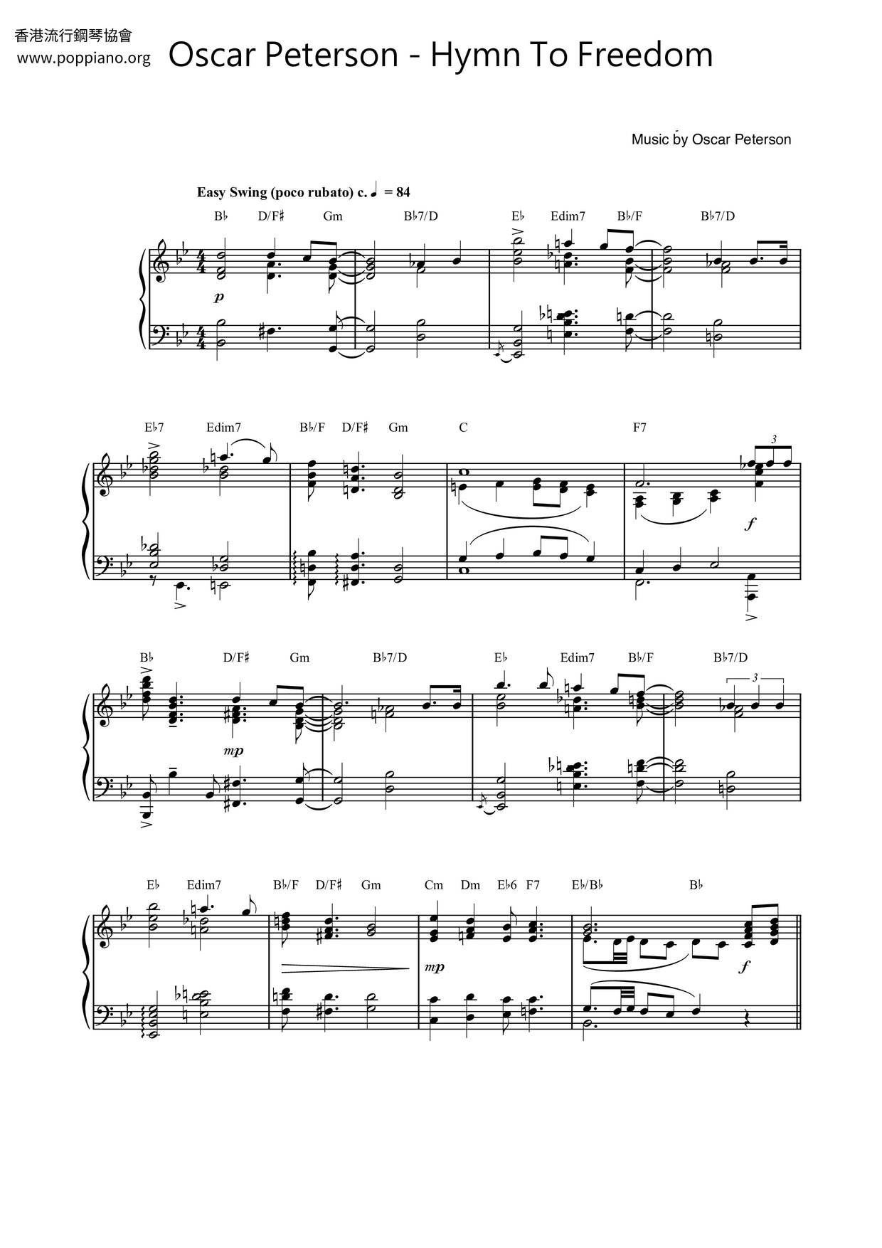 Hymn To Freedom Score