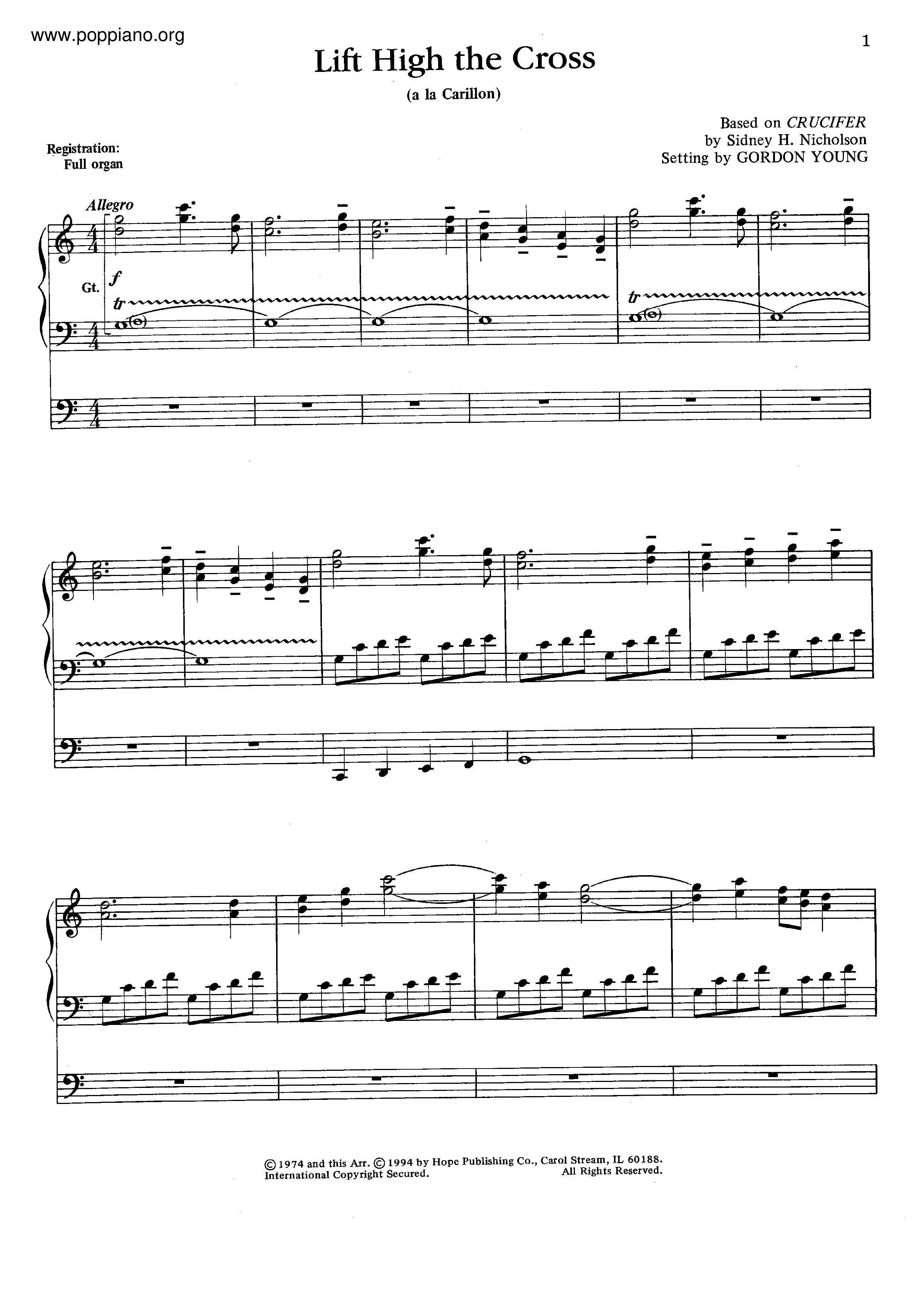 Lift High The Cross Score