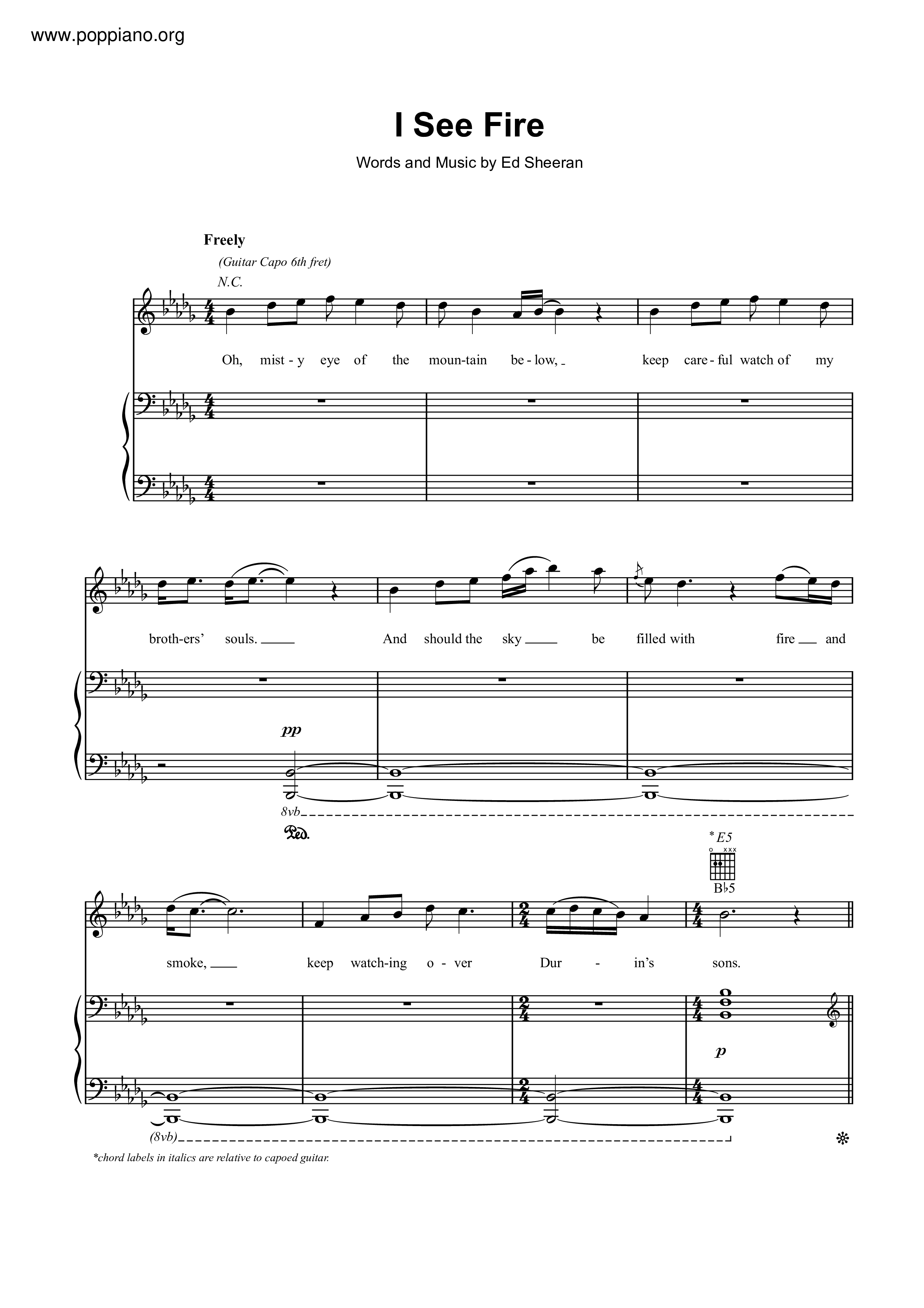 Ed Sheeran I See Fire Chords - Sheet and Chords Collection