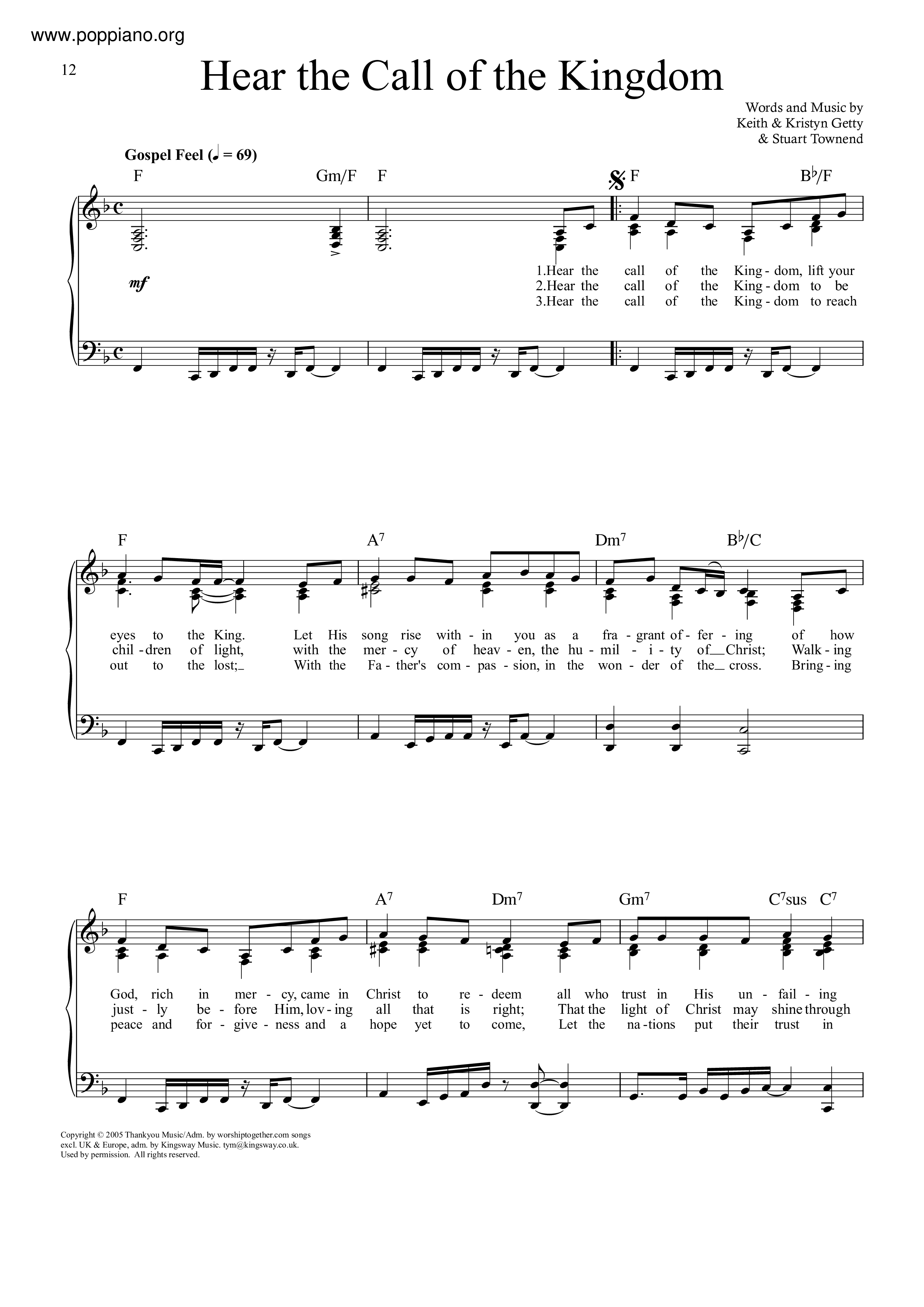 Hear The Call Of The Kingdom Score