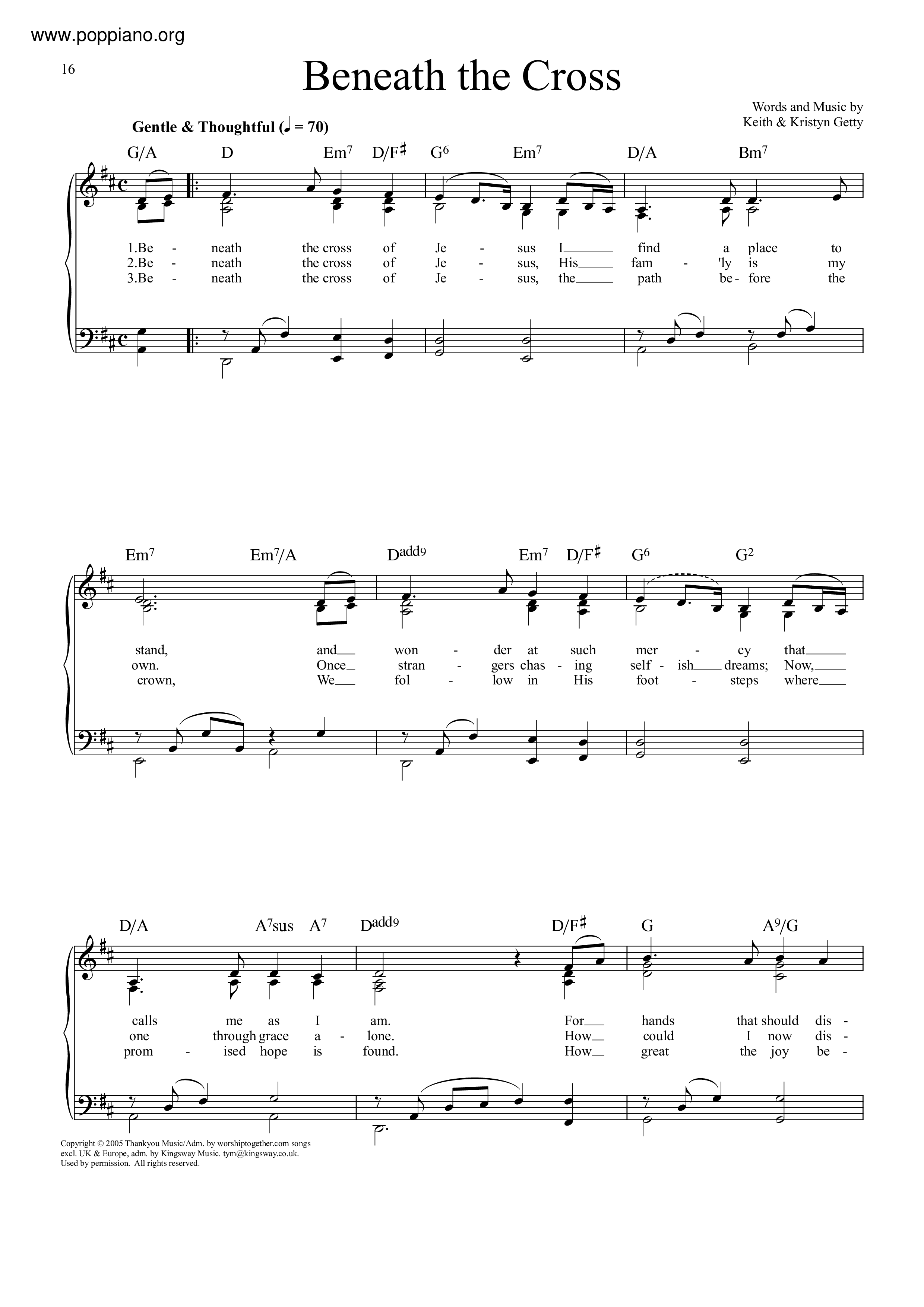 Beneath The Cross Score