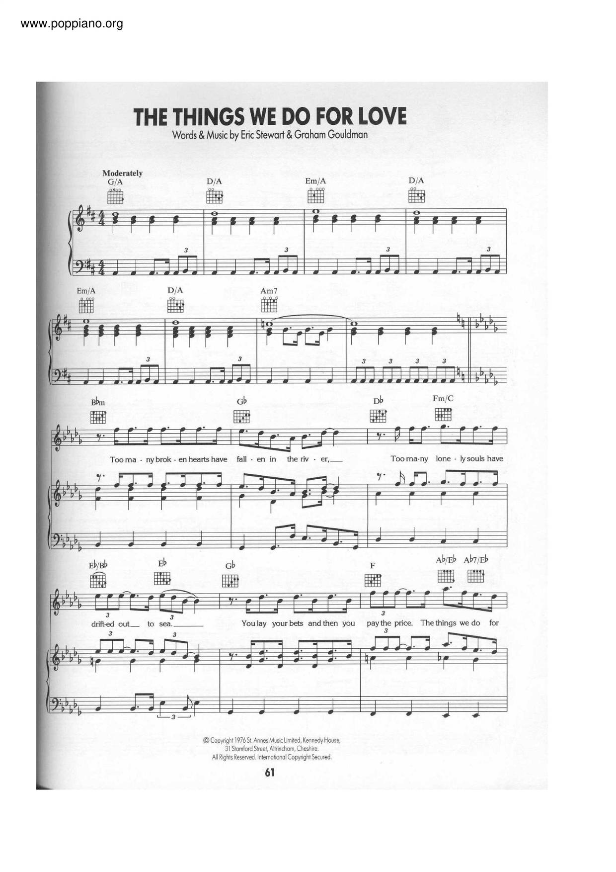 The Things We Do For Love Score