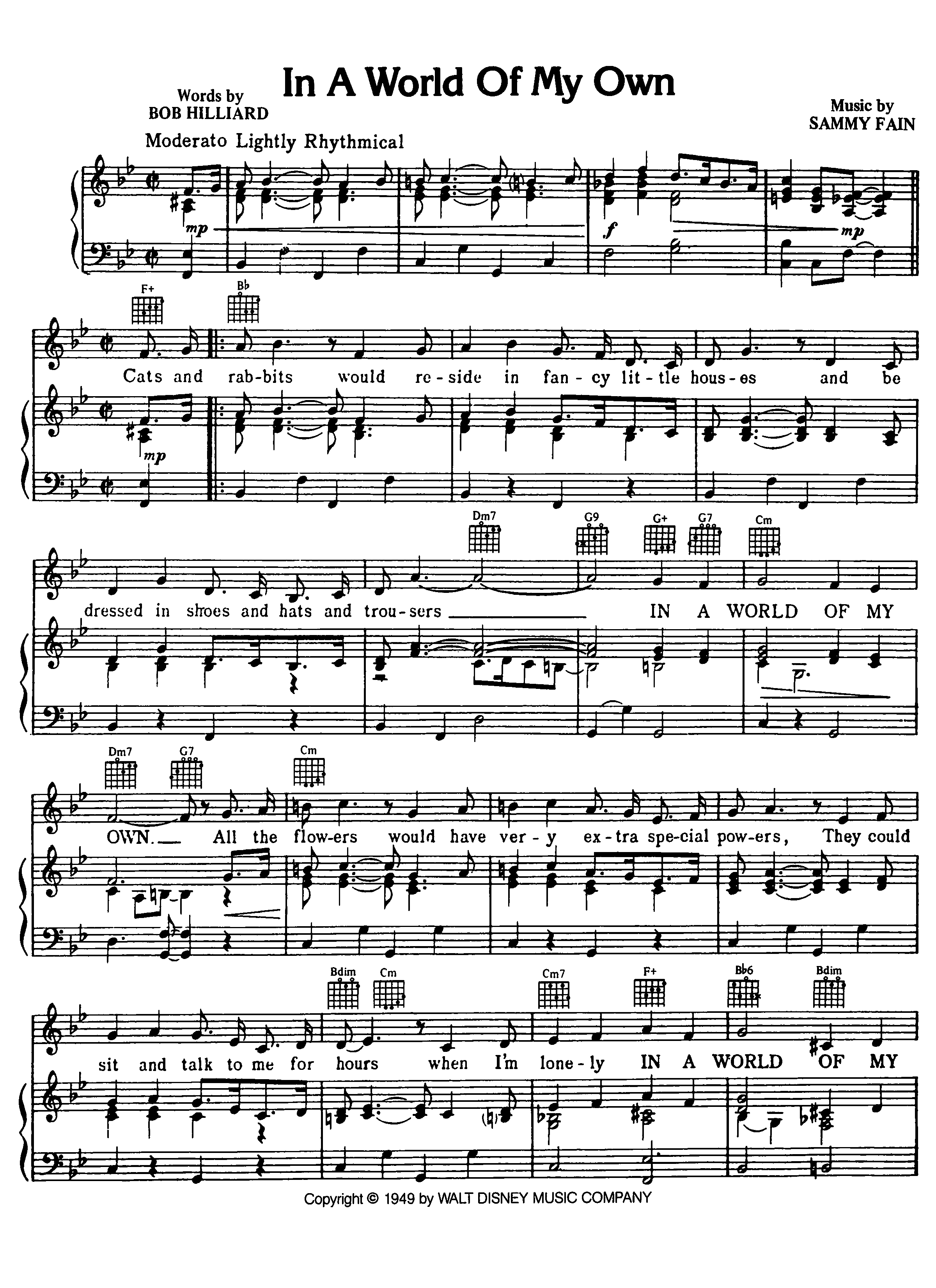 In A World Of My Own Score