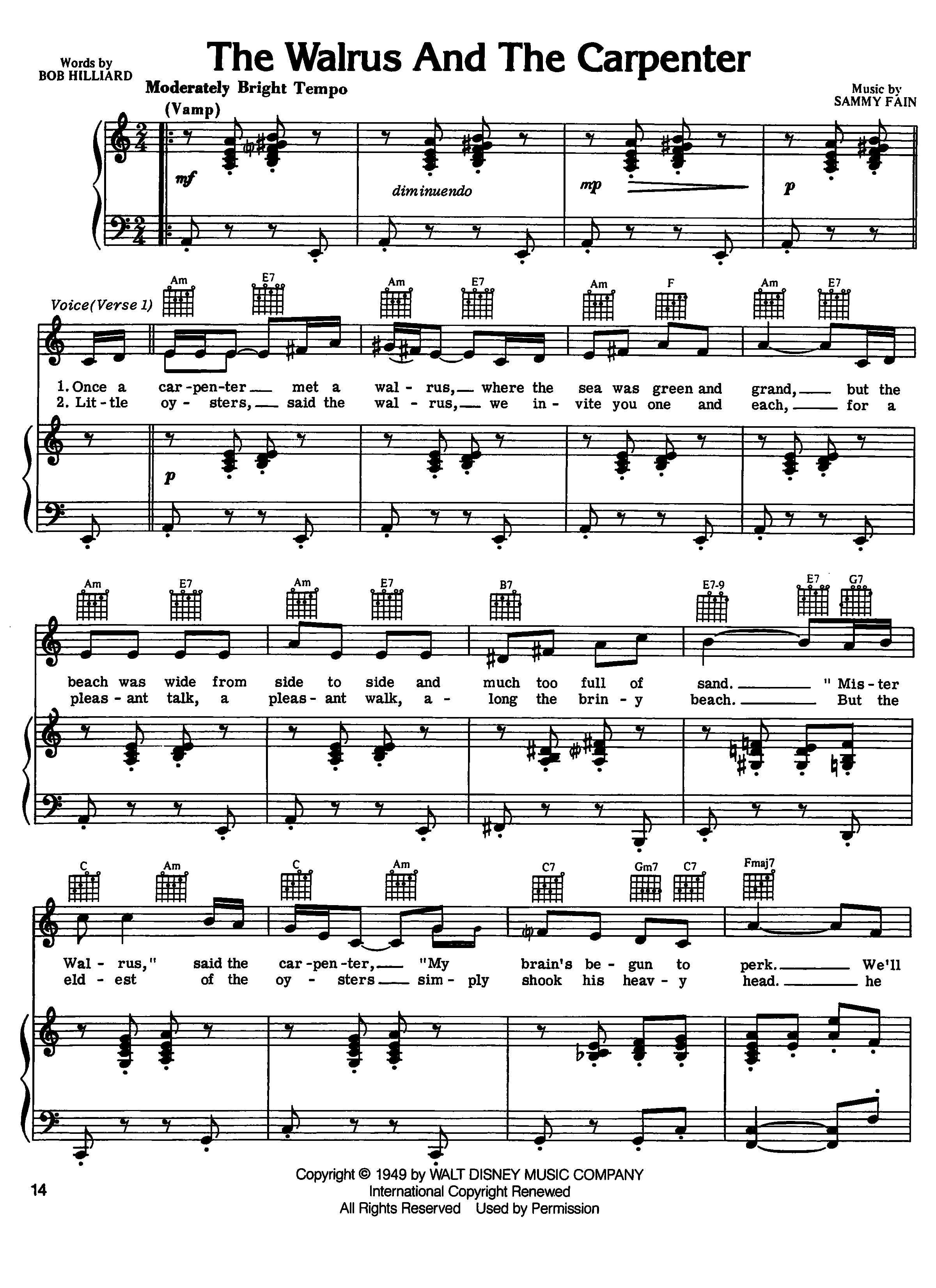 The Walrus And The Carpenter Score