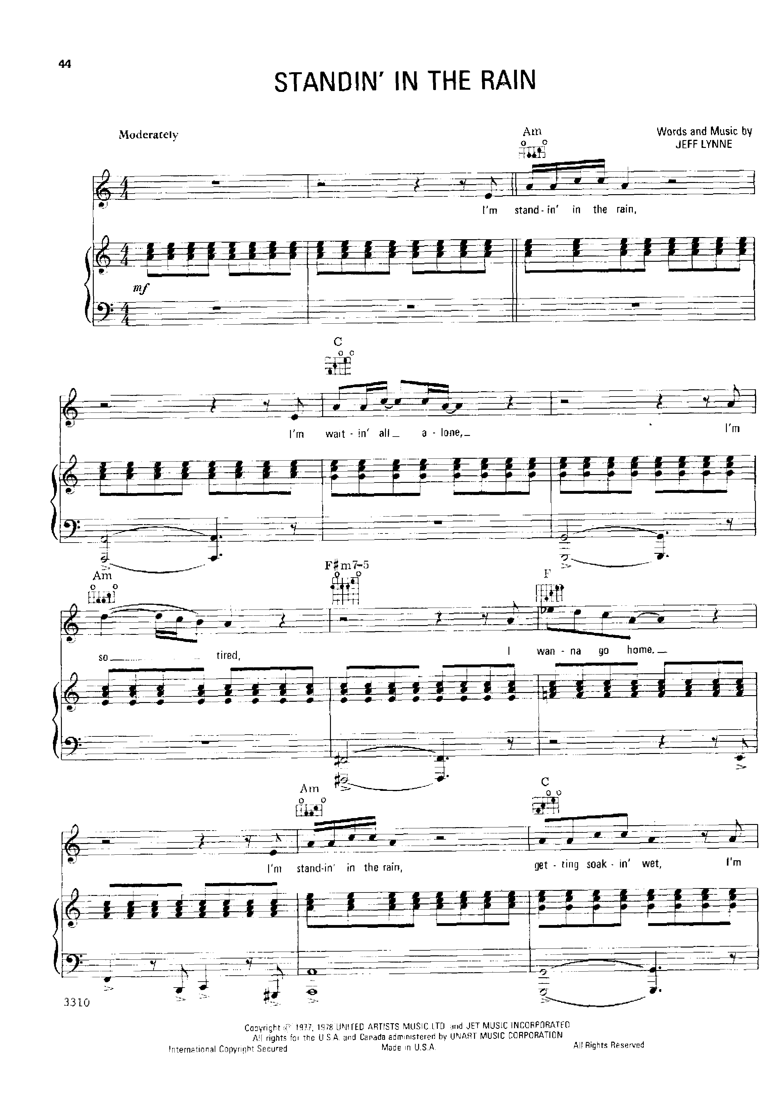 Standin' In The Rain Score