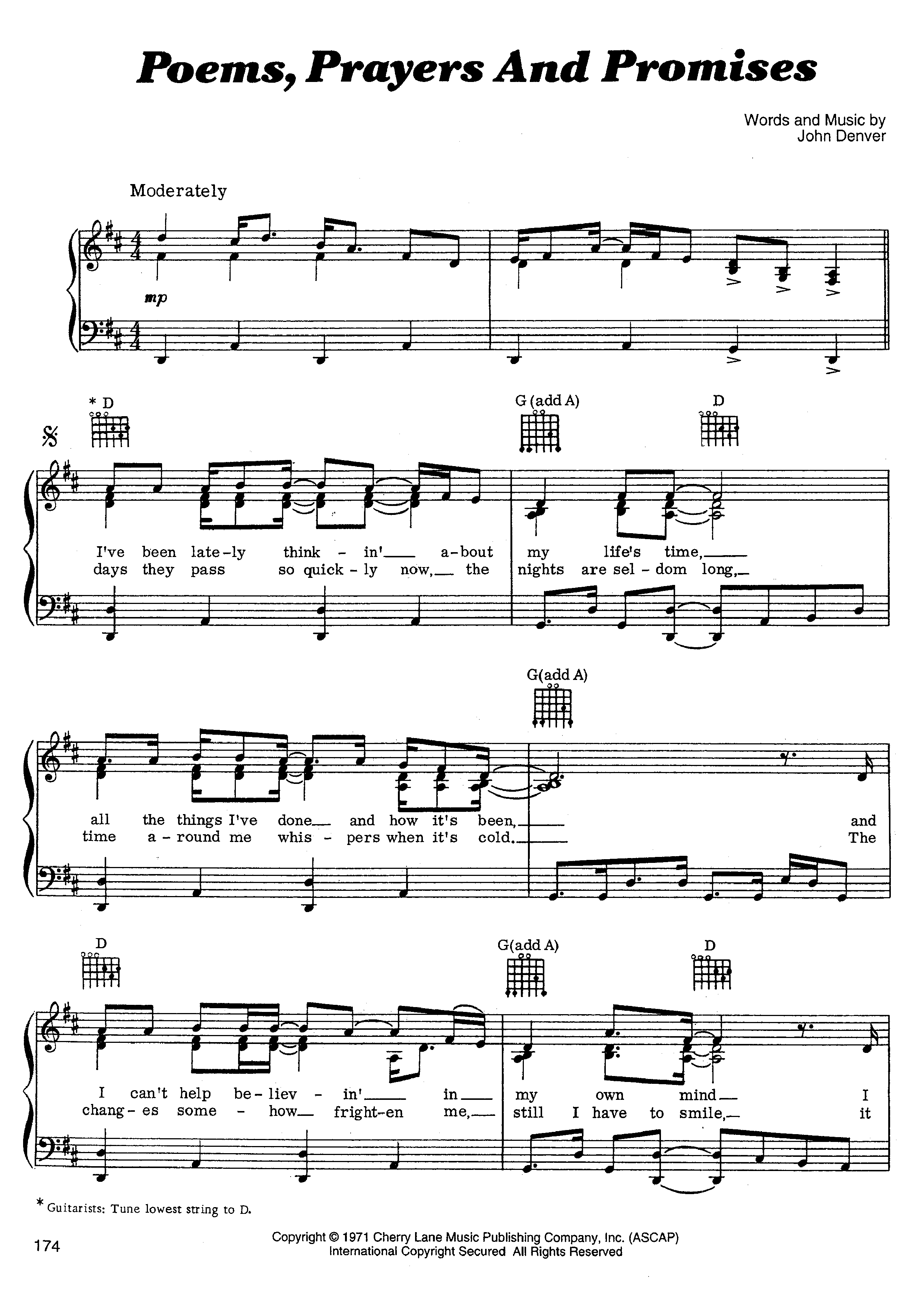 Poems, Prayers And Promises Score