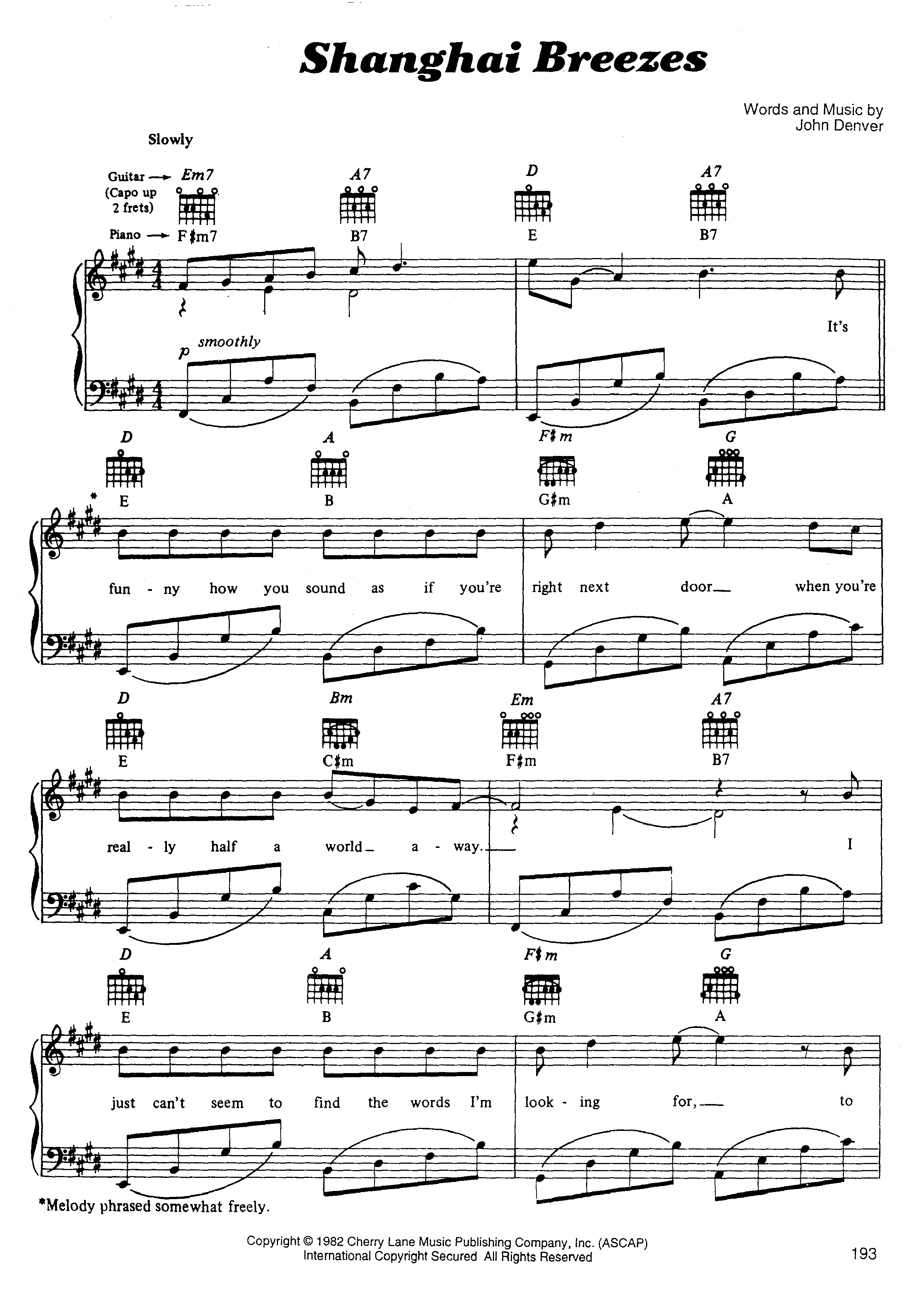 Shanghai Breezesピアノ譜