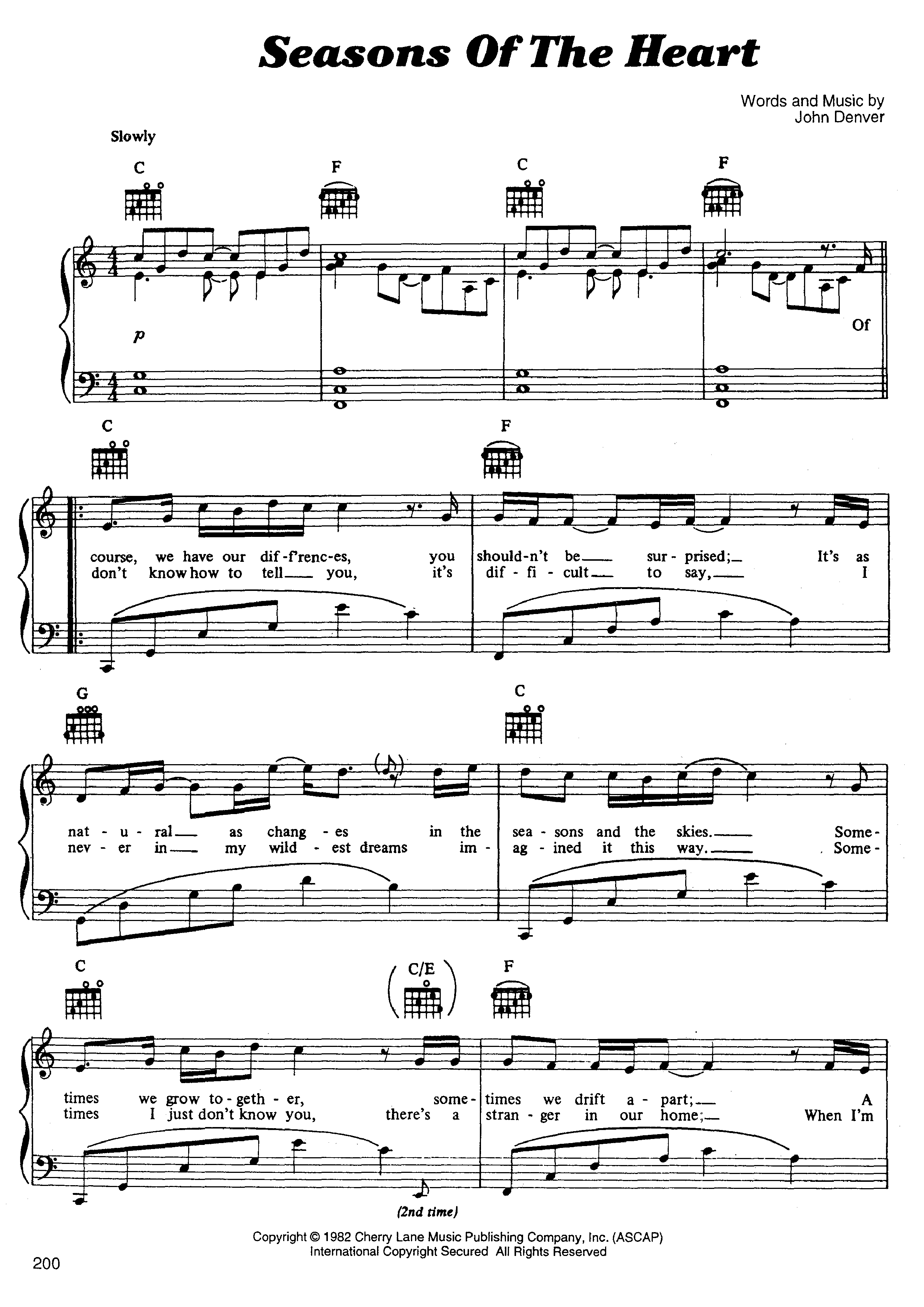 Seasons Of The Heart琴谱