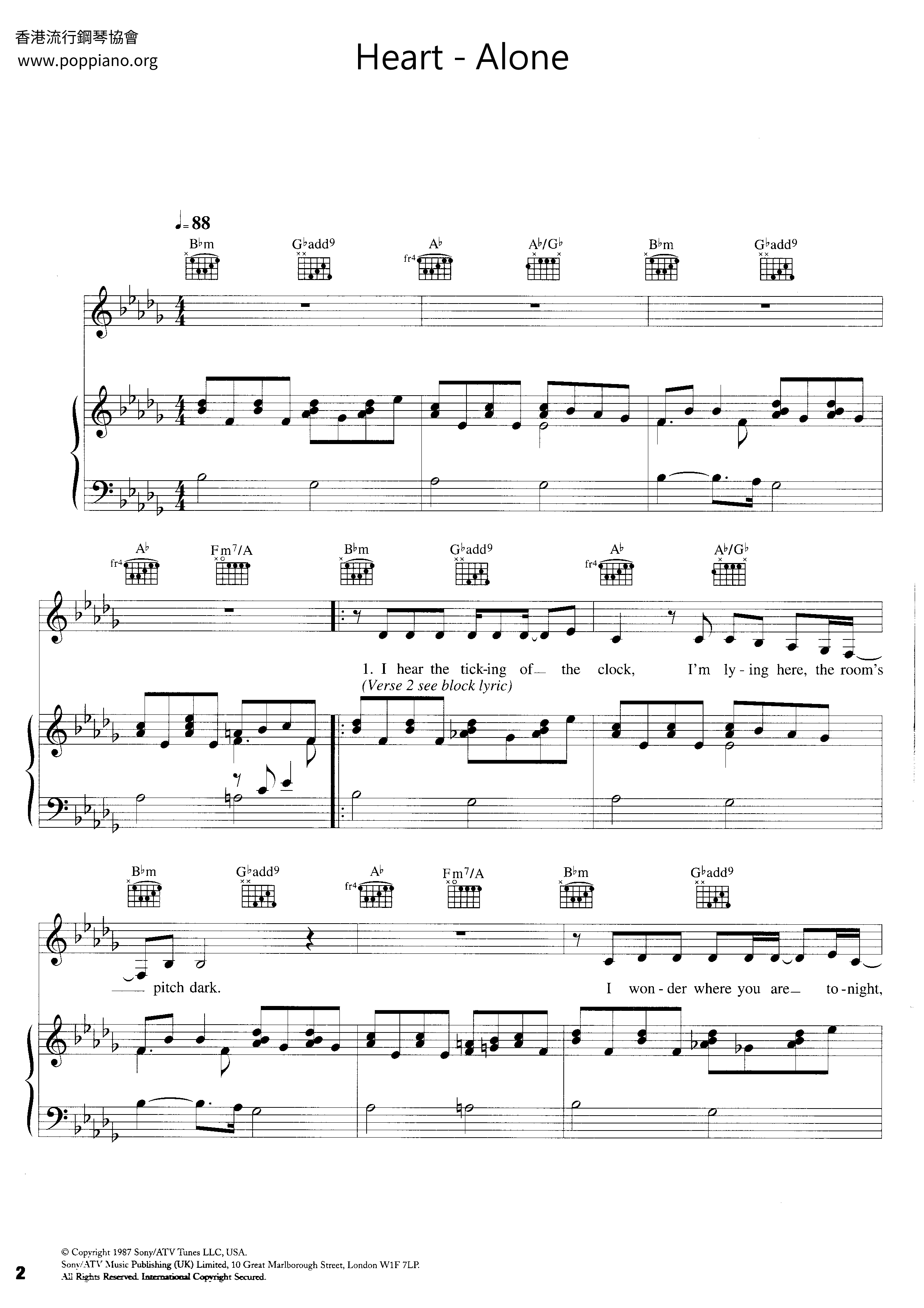 Alone Sheet Music, Heart