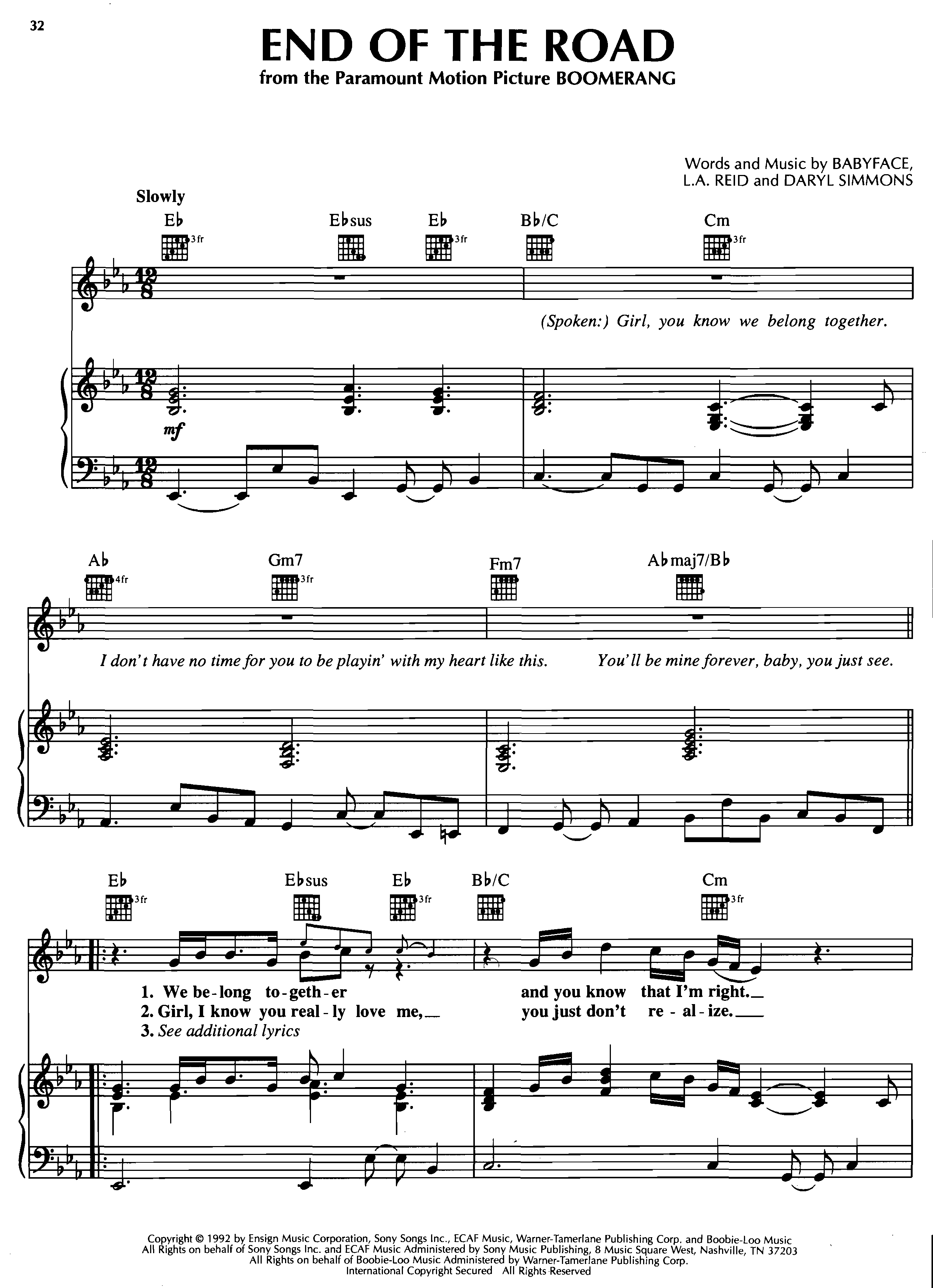 End Of The Road Score