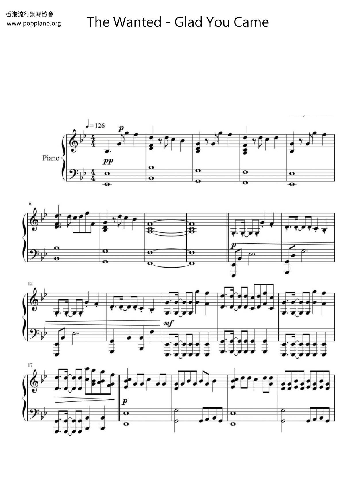 Glad You Came Score