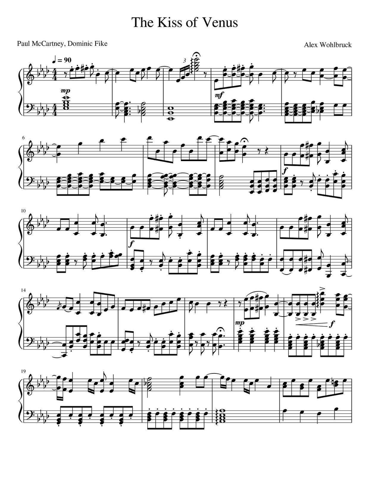 The Kiss Of Venus (Dominic Fike)ピアノ譜