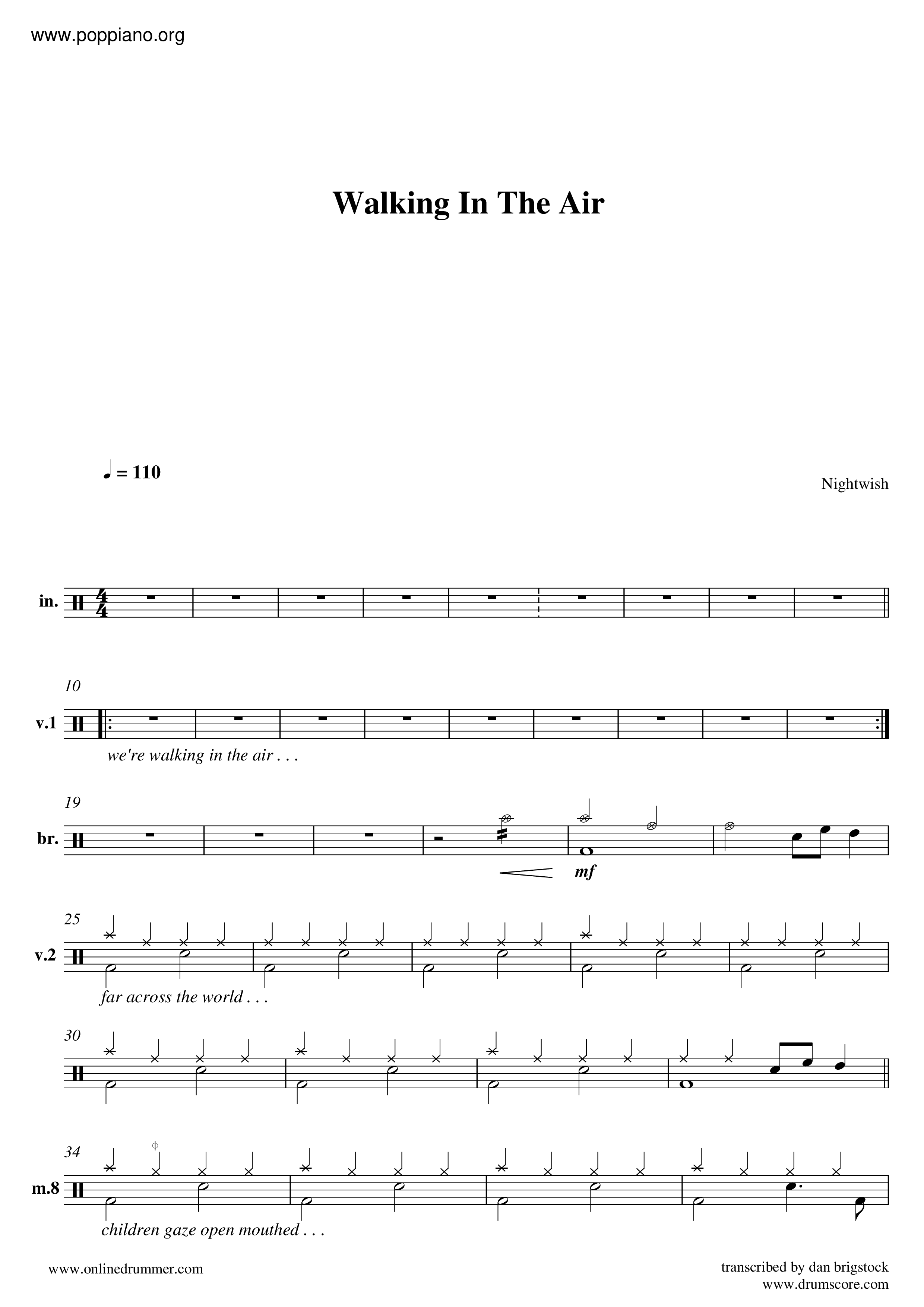 Walking In The Air Score