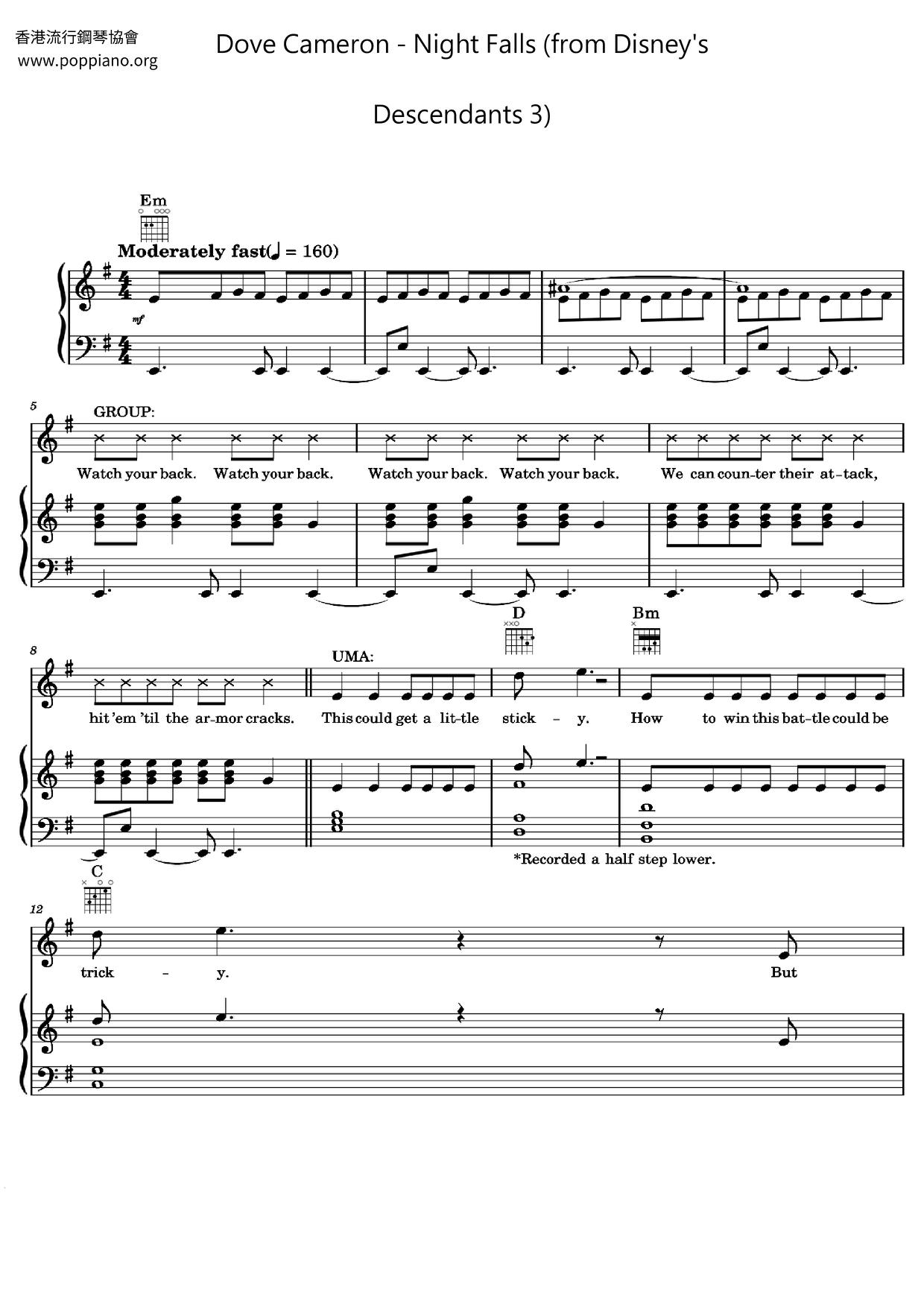 Night Falls (from Disney's Descendants 3) Score