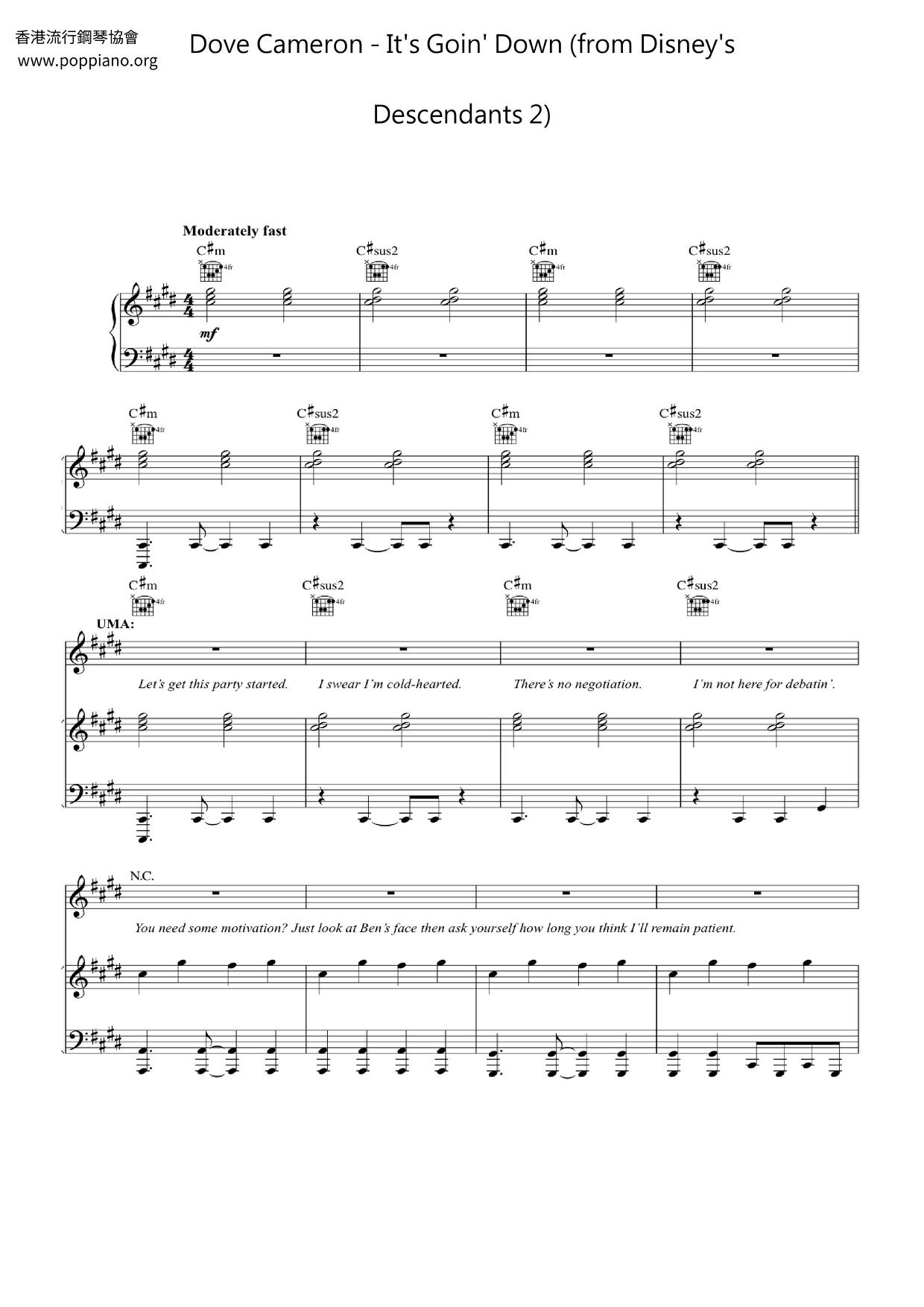 It's Goin' Down (from Disney's Descendants 2)ピアノ譜