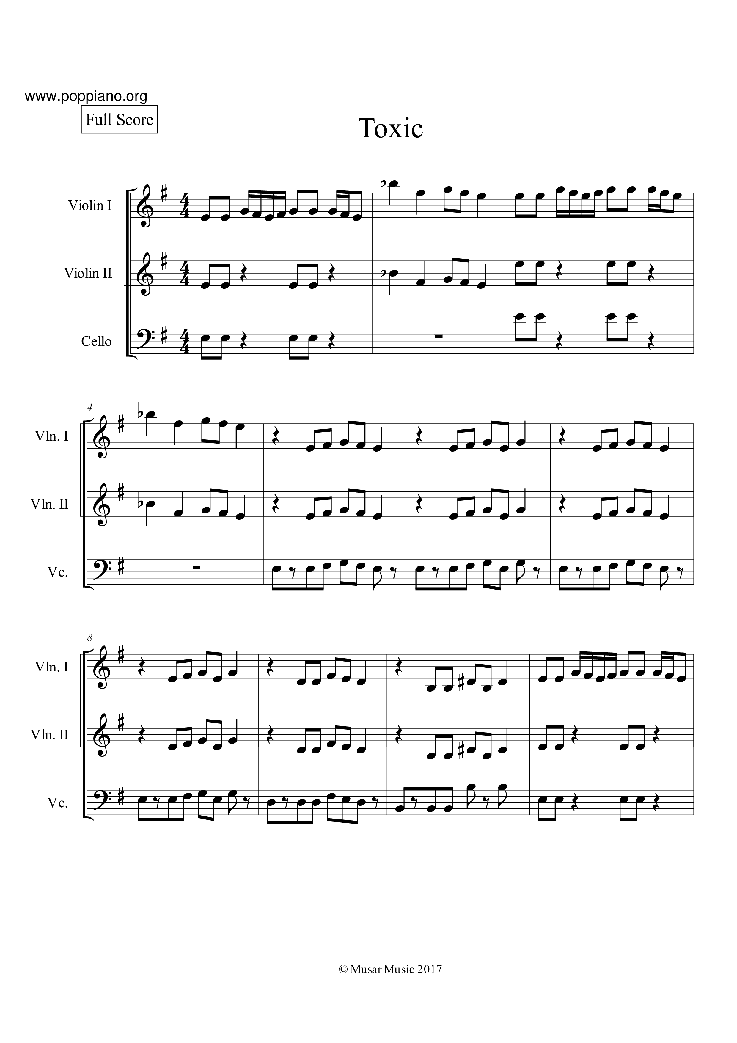 ☆ Britney Spears-Toxic Violin Score pdf, - Free Score Download ☆