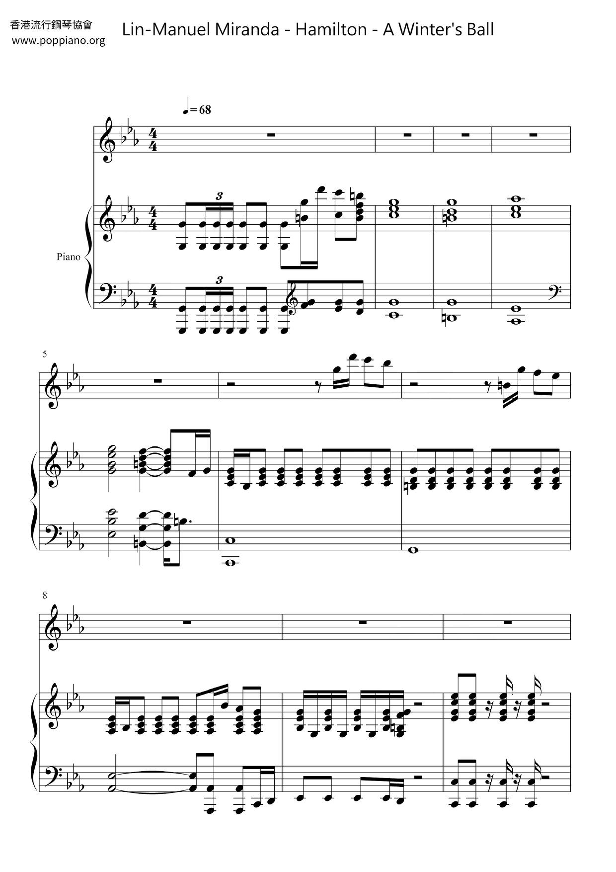 Hamilton - A Winter's Ballピアノ譜