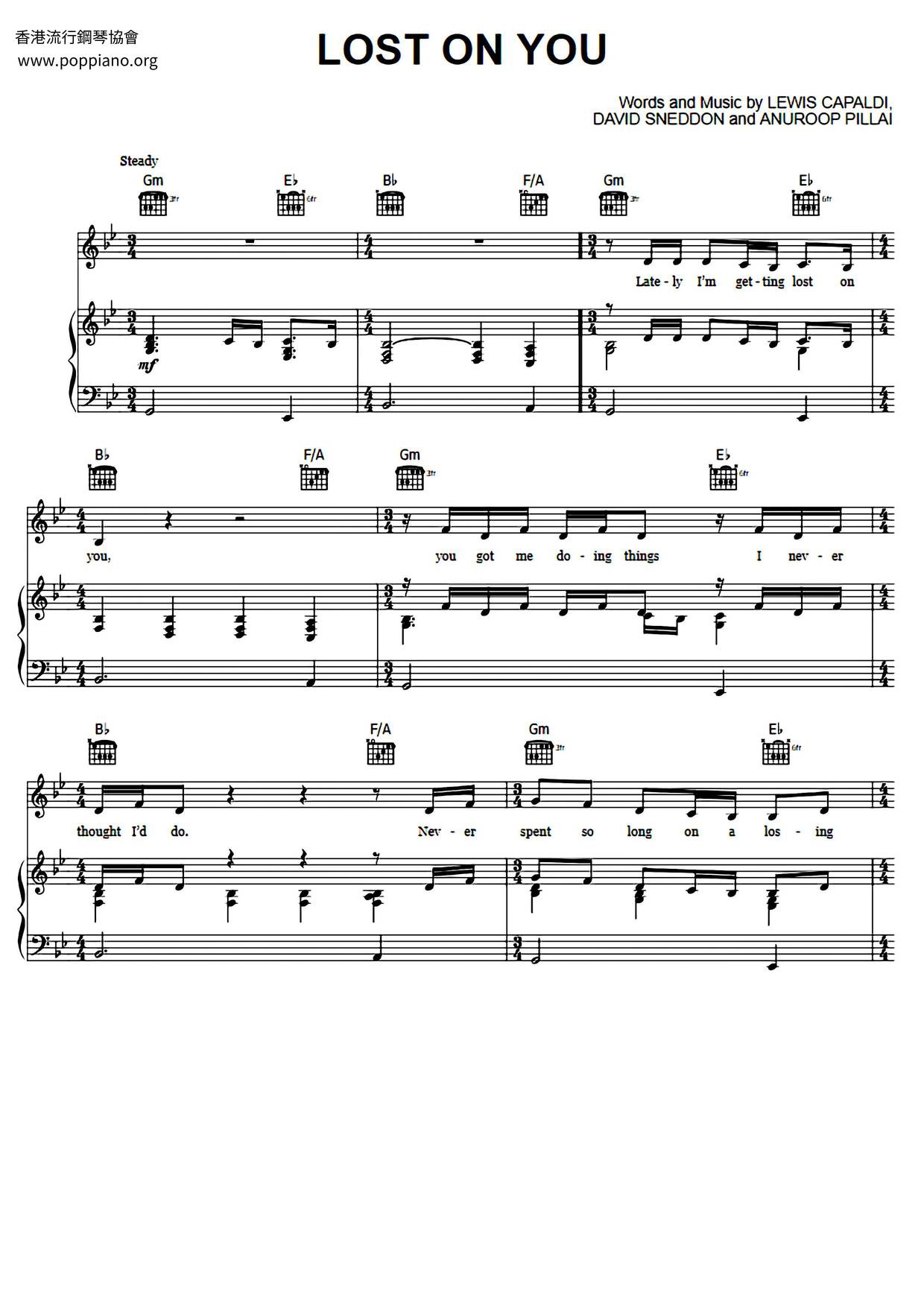 Lost On You Score