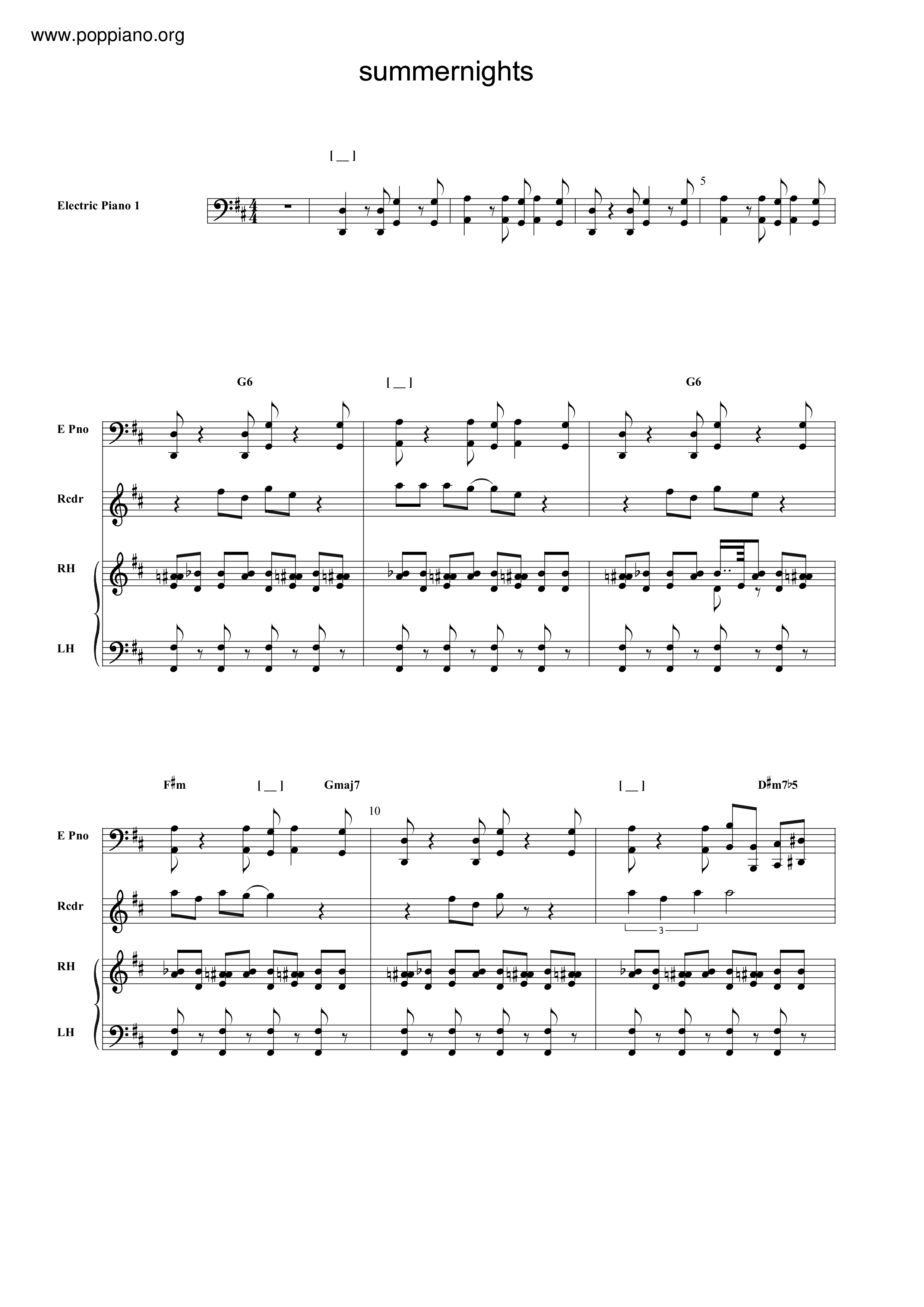 Summer Nights - From "Grease" Score