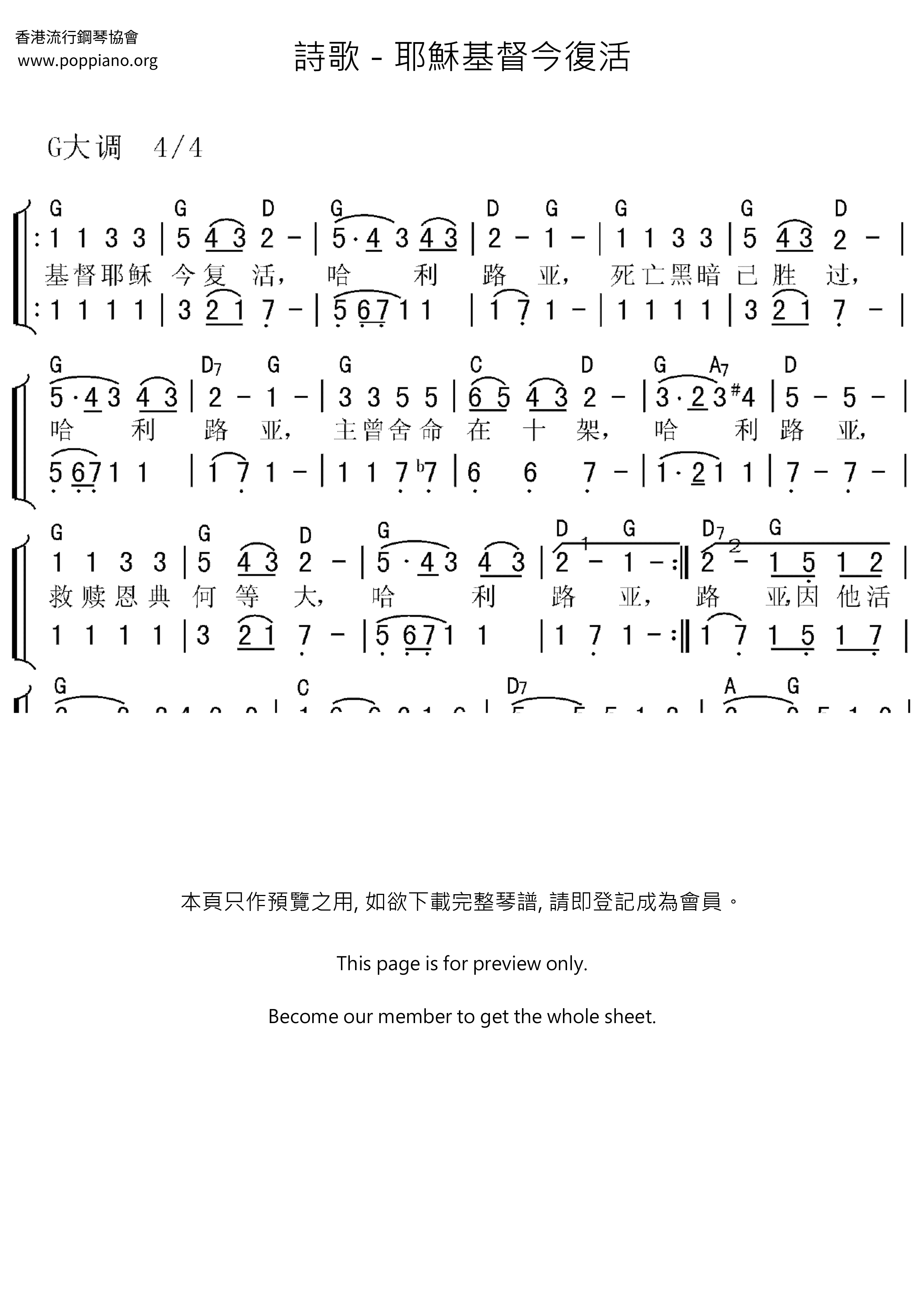 耶穌基督今復活琴譜