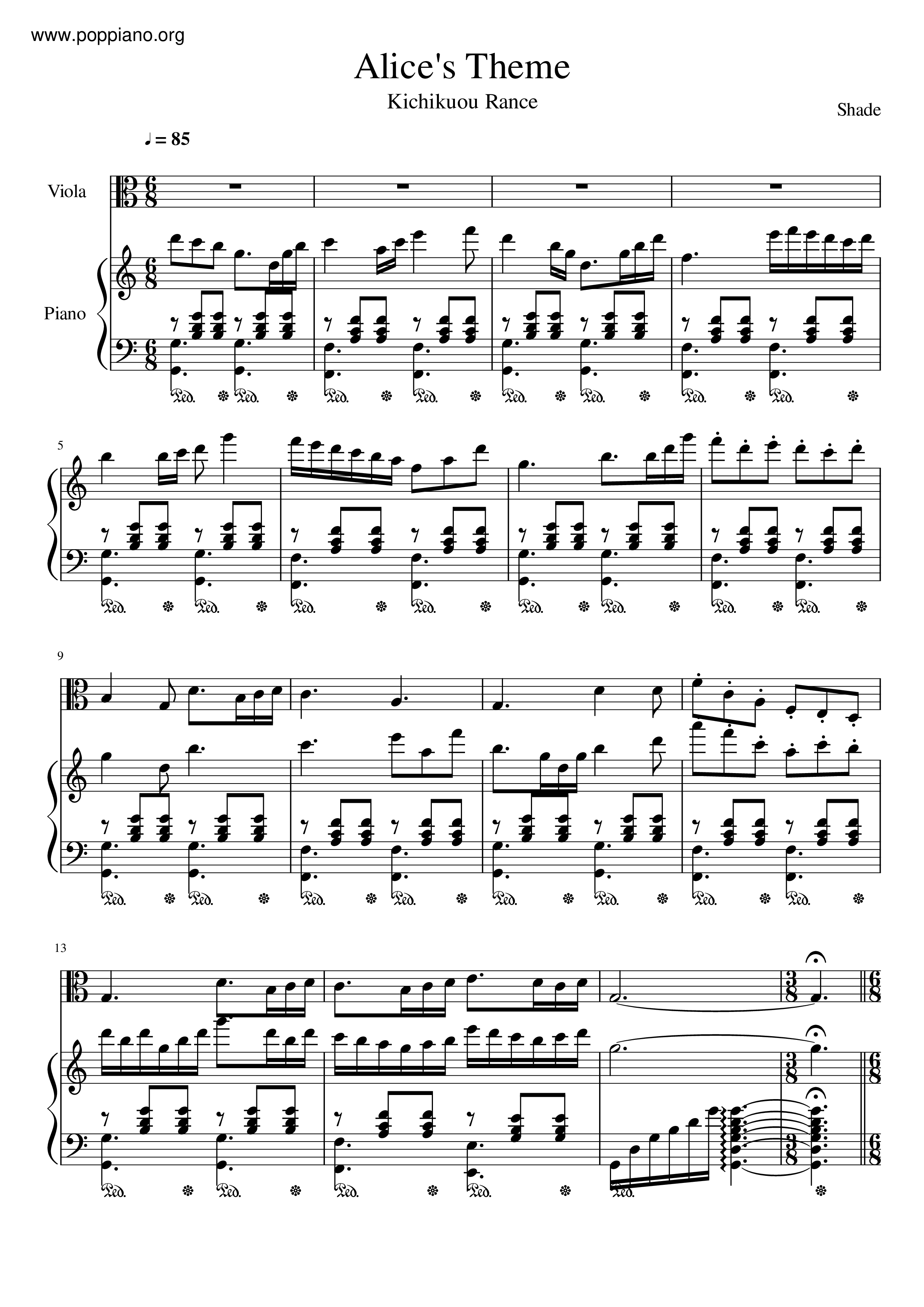 Alice In Wonderland - Alice's Theme Score