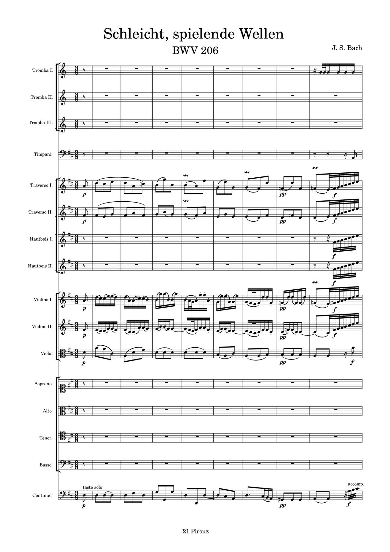 Schleicht, Spielende Wellen, BWV 206ピアノ譜