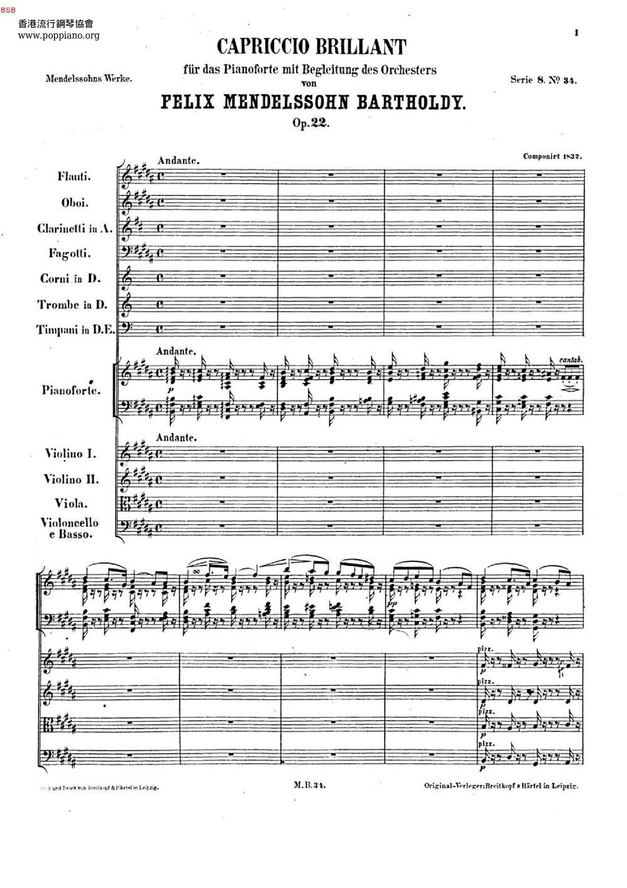 Capriccio brillant, Op. 22: Andante琴譜