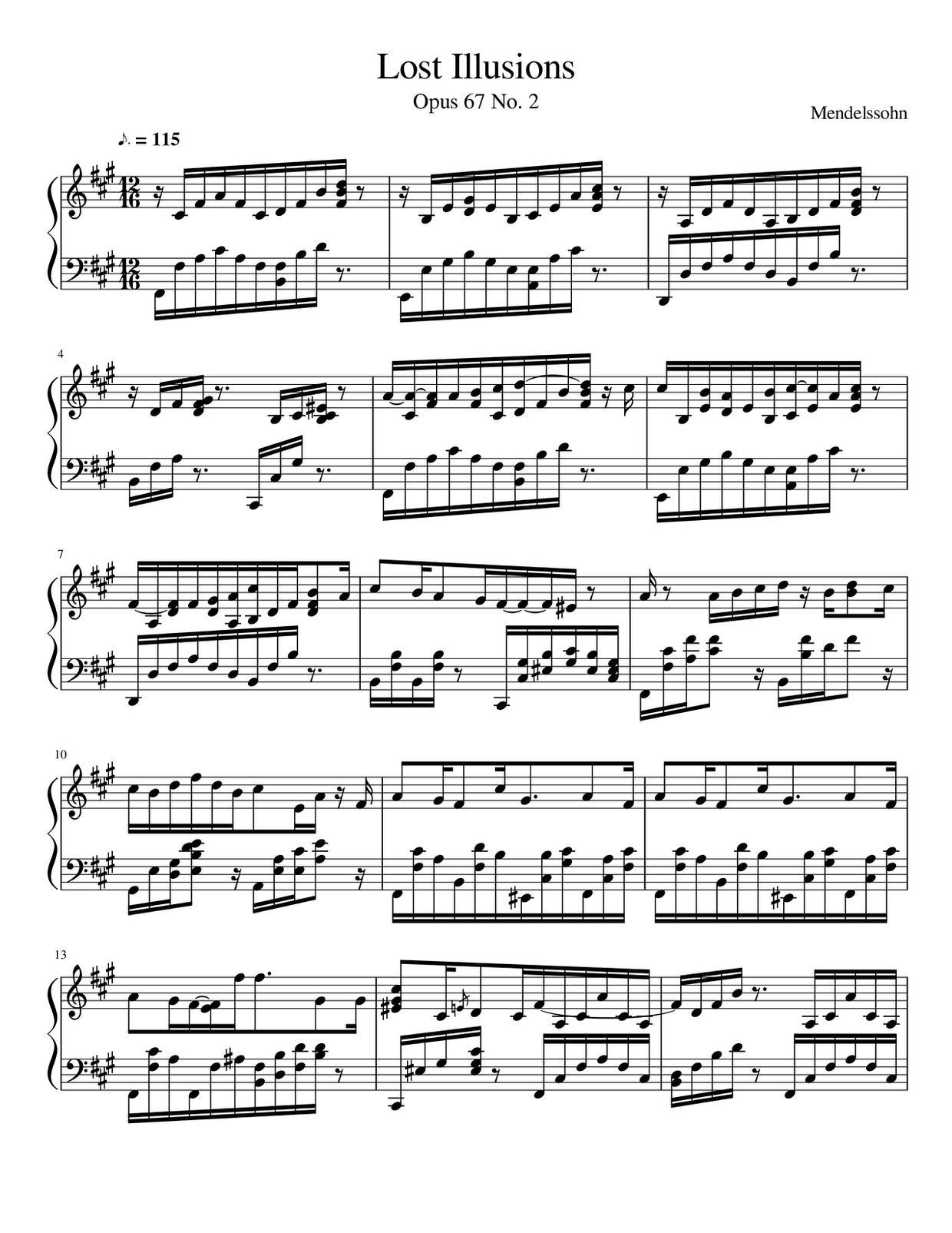 Songs Without Words, Book VI Opus 67: No. 2 in F-Sharp Minorピアノ譜