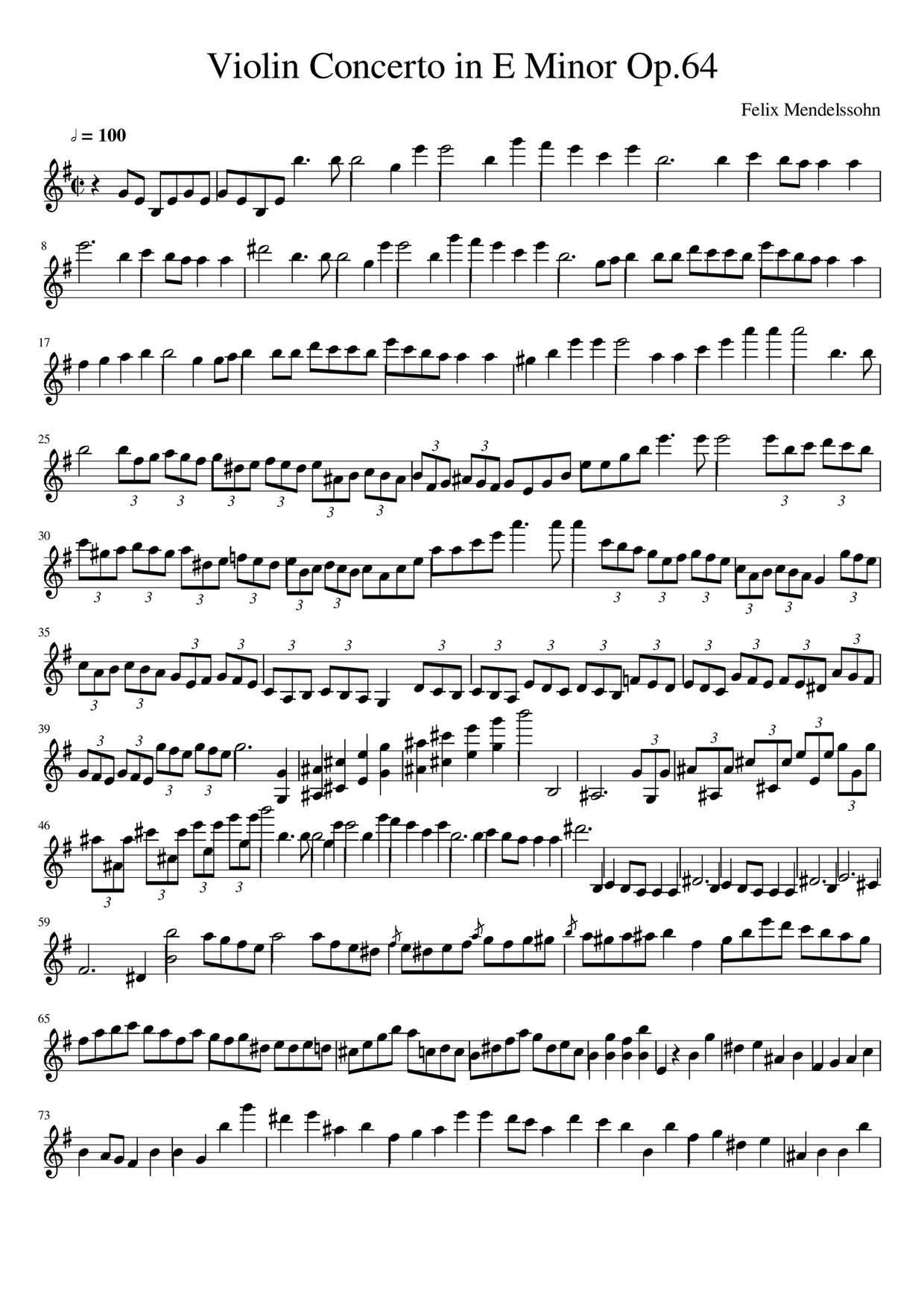 Violin Concerto in E Minor, Op. 64, MWV O 14: 1. Allegro molto appassionato琴谱