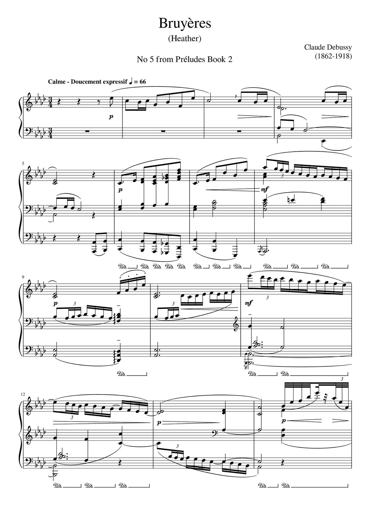 Préludes / Book 2, L. 123: 5. Bruyères - Home Session琴谱