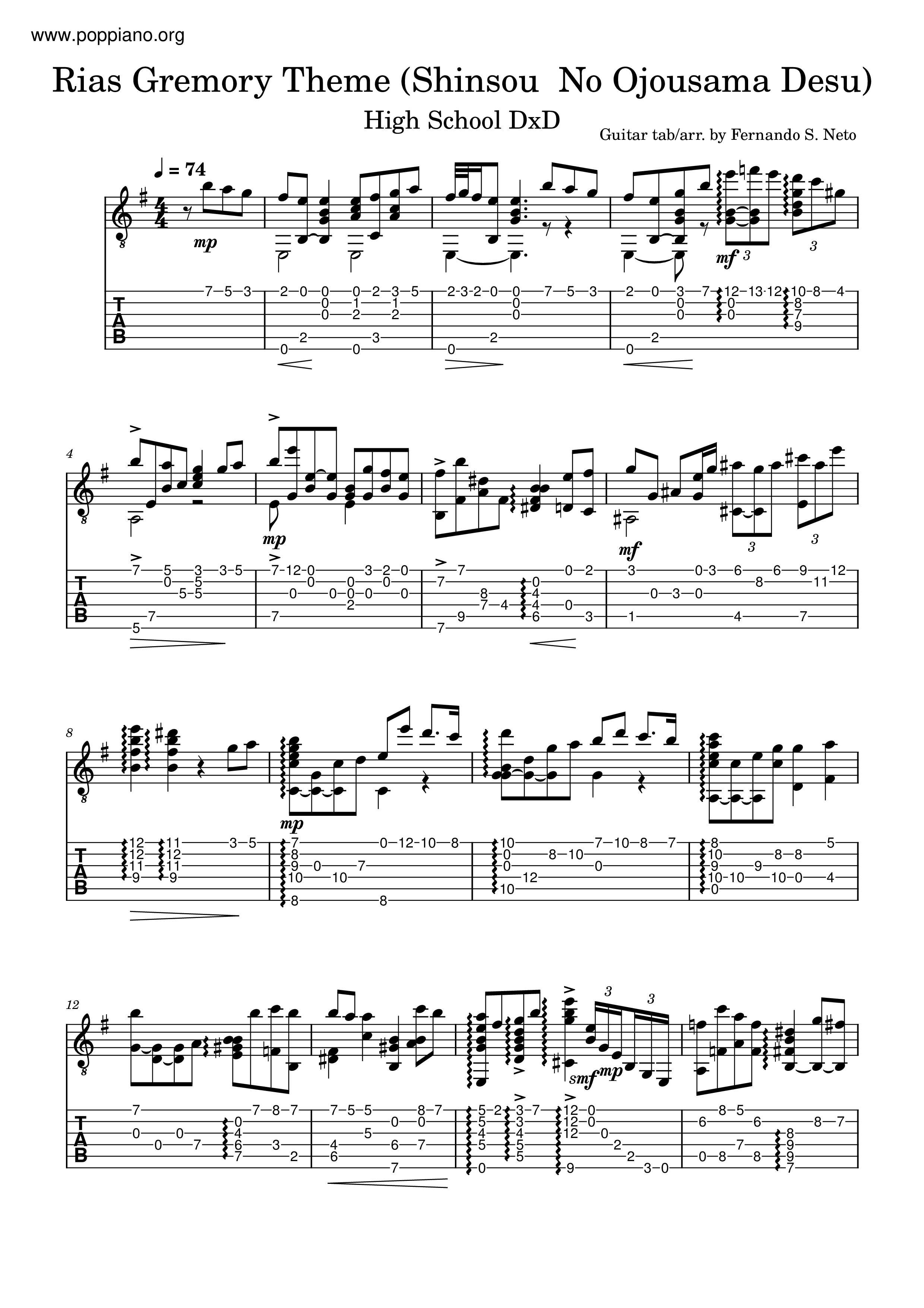 Rias Gremory Theme琴谱