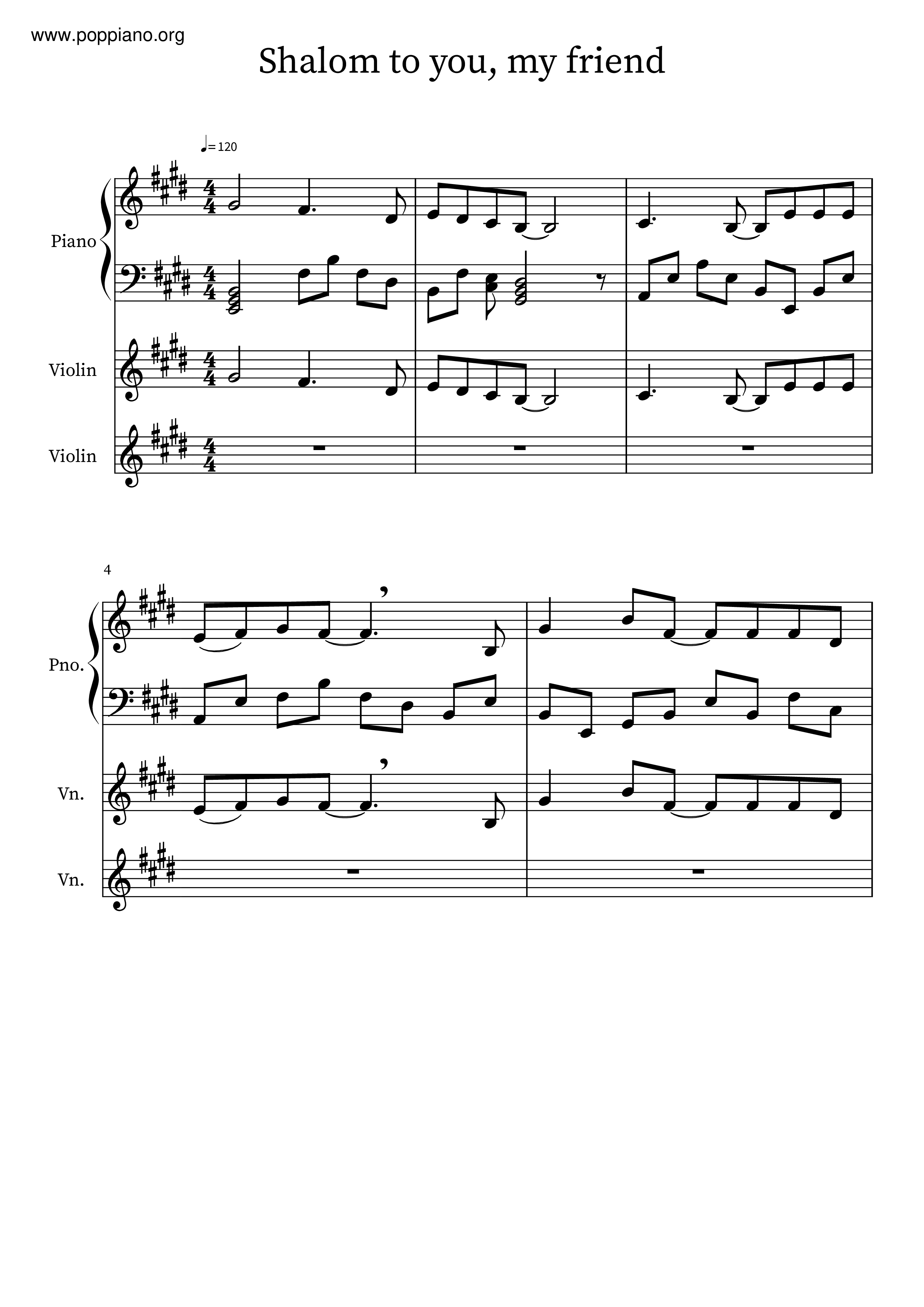 Shalom To You, My Friend Score