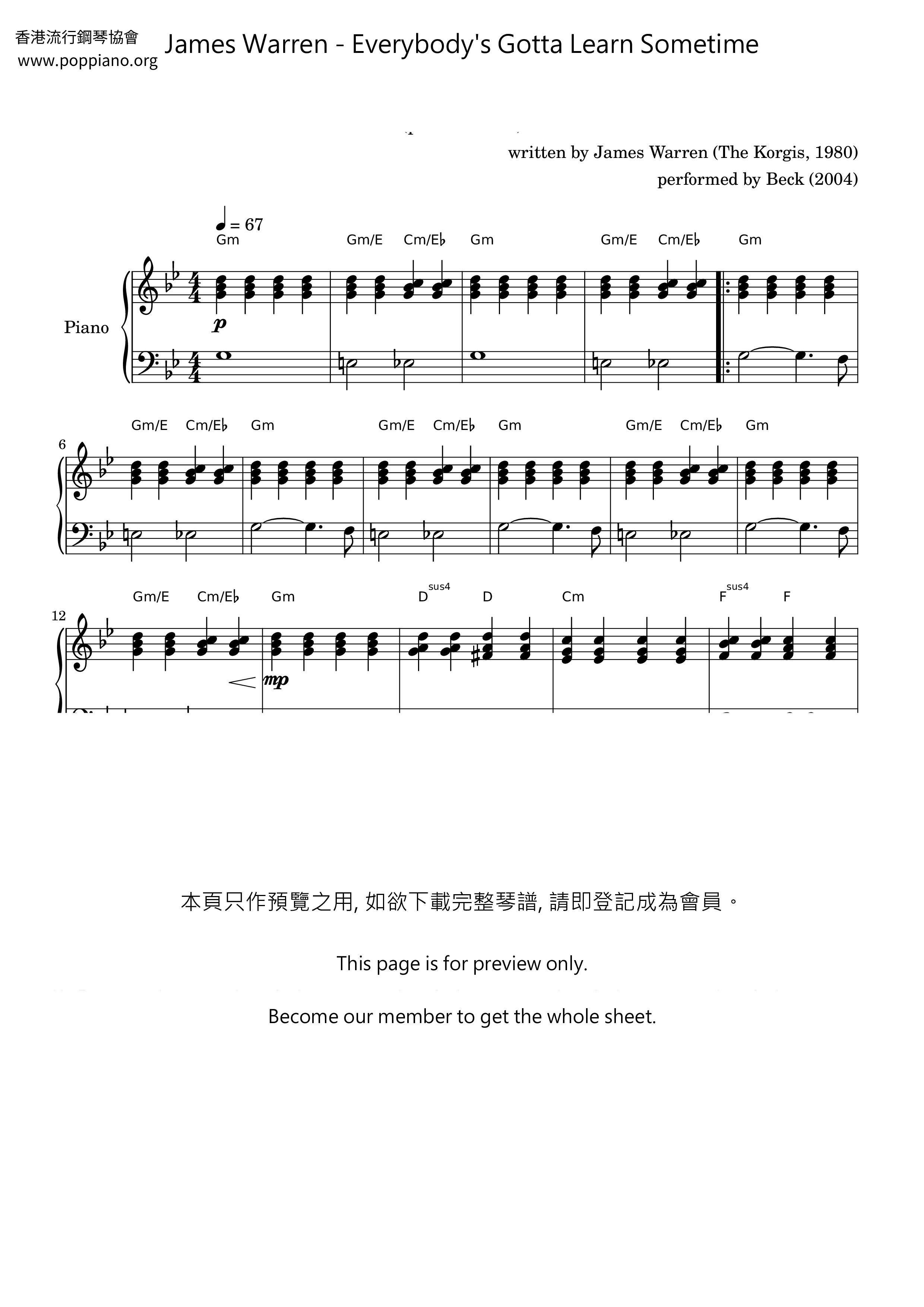 Everybody's Gotta Learn Sometime Score