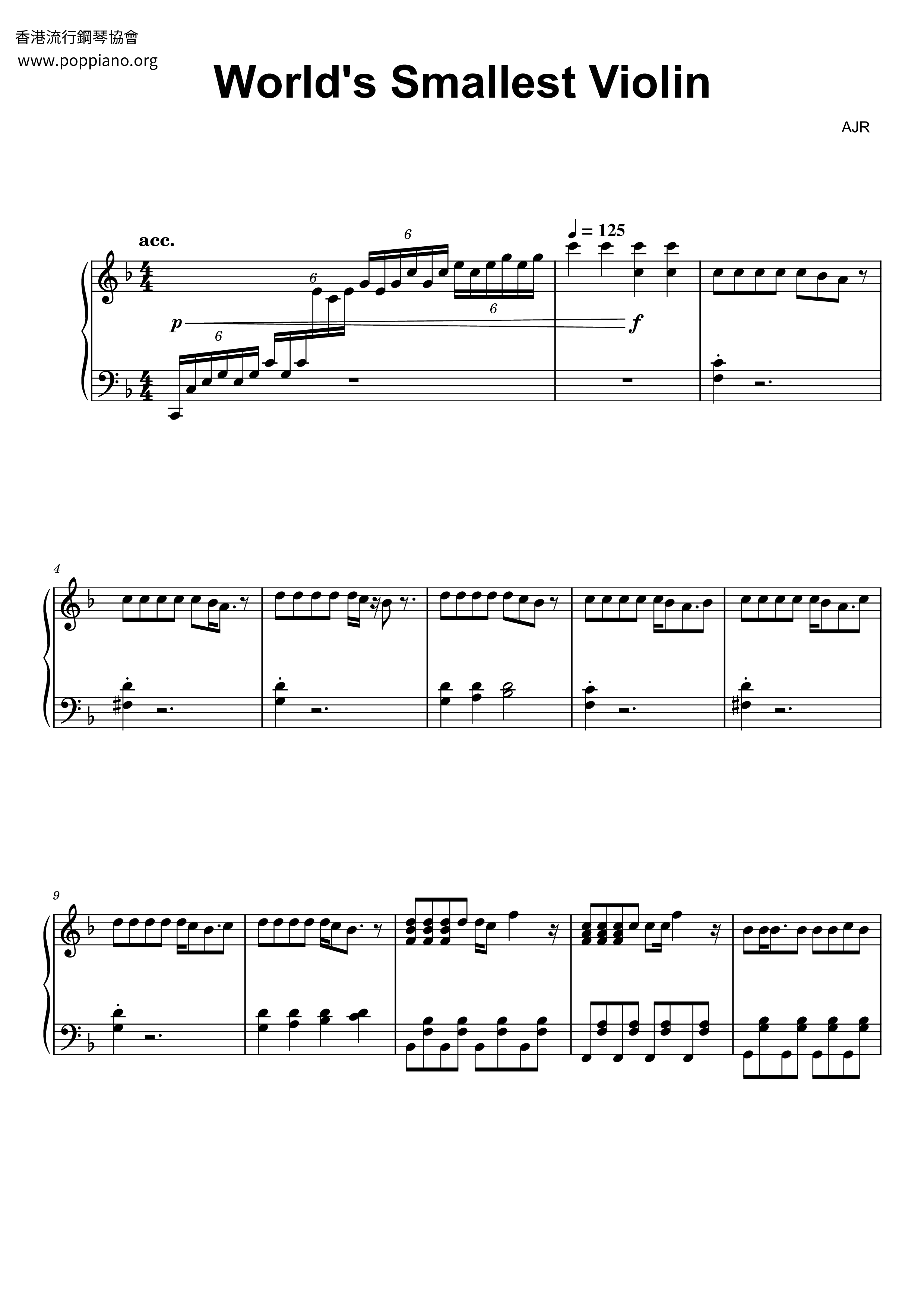 AJR World's Smallest Violin Sheets By DaranPiano | lupon.gov.ph