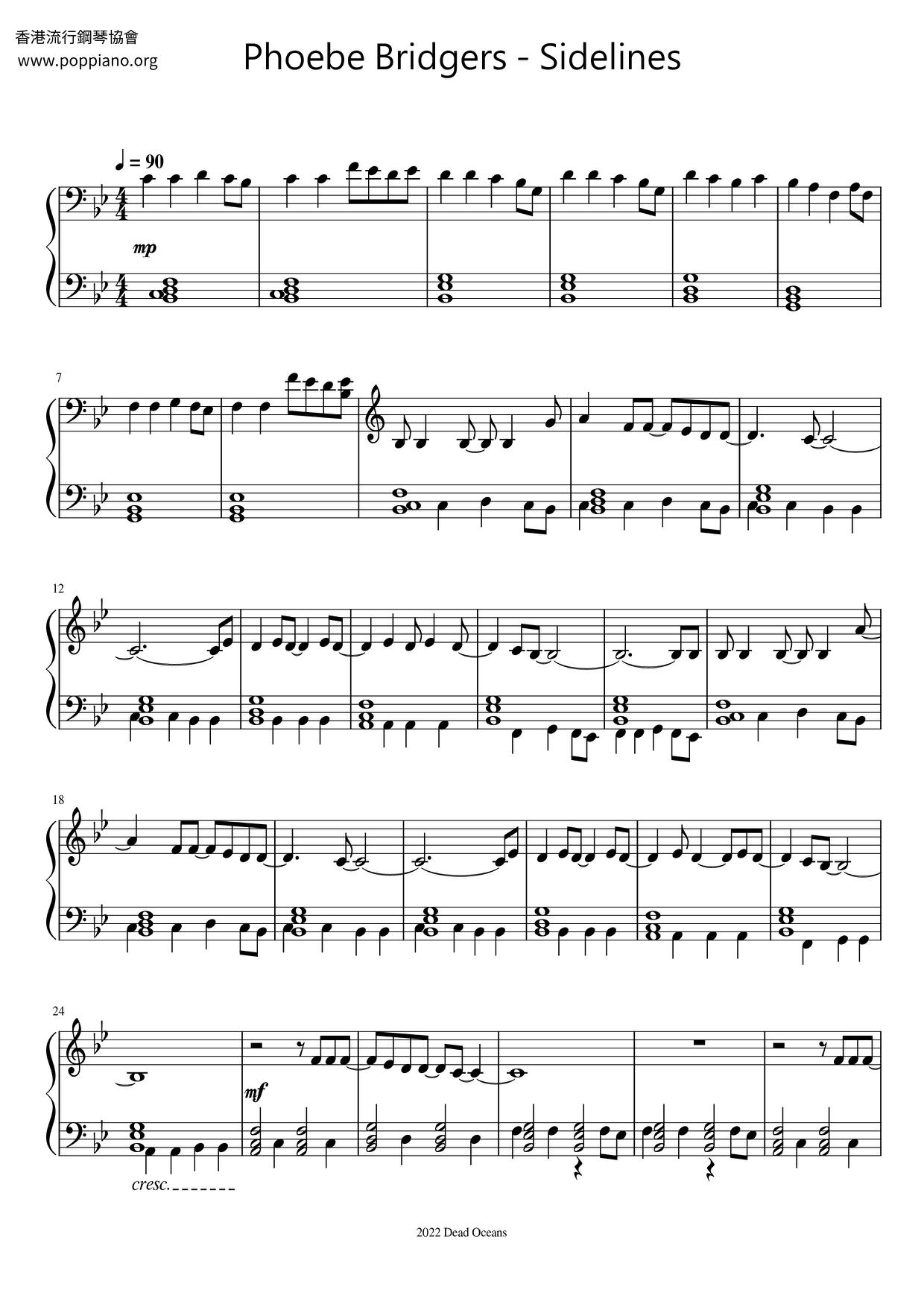 Sidelinesピアノ譜